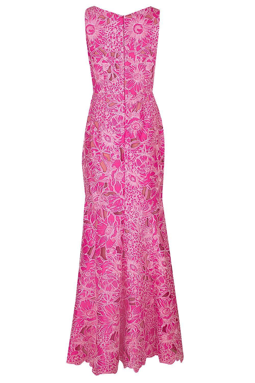 MARCHESA NOTTE-Vneck Flare Gown-
