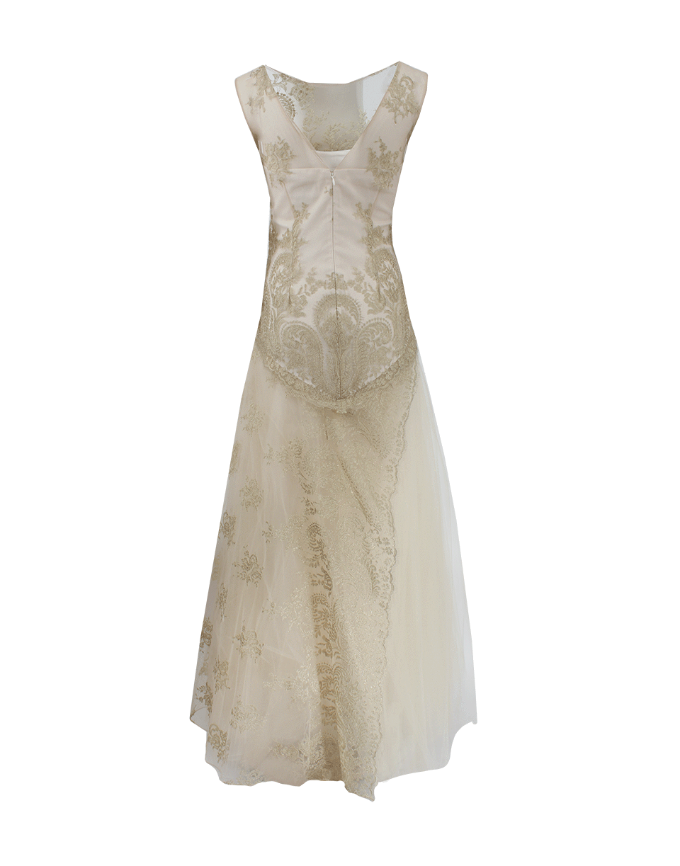 MARCHESA NOTTE-Lace Gown With Tulle Skirt-