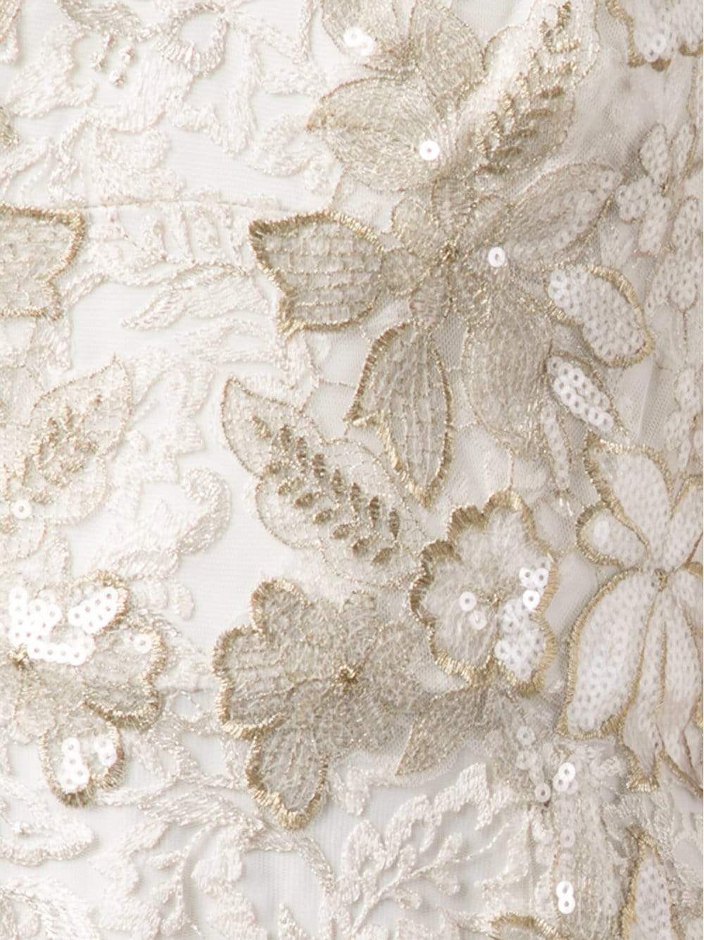 MARCHESA NOTTE-Metallic Threadwork Lace Gown-