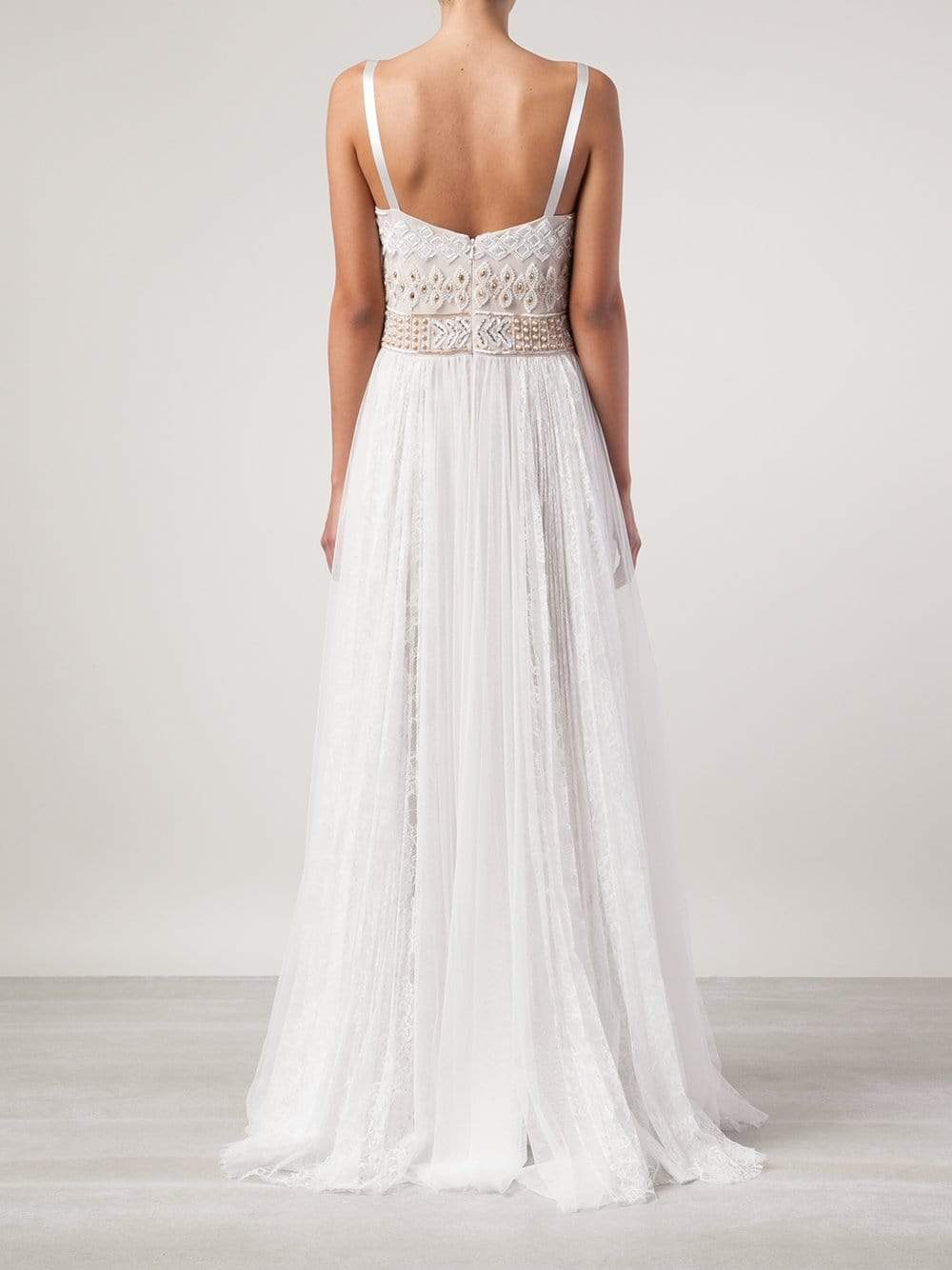 MARCHESA NOTTE-Beaded Gown With Lace Skirt-