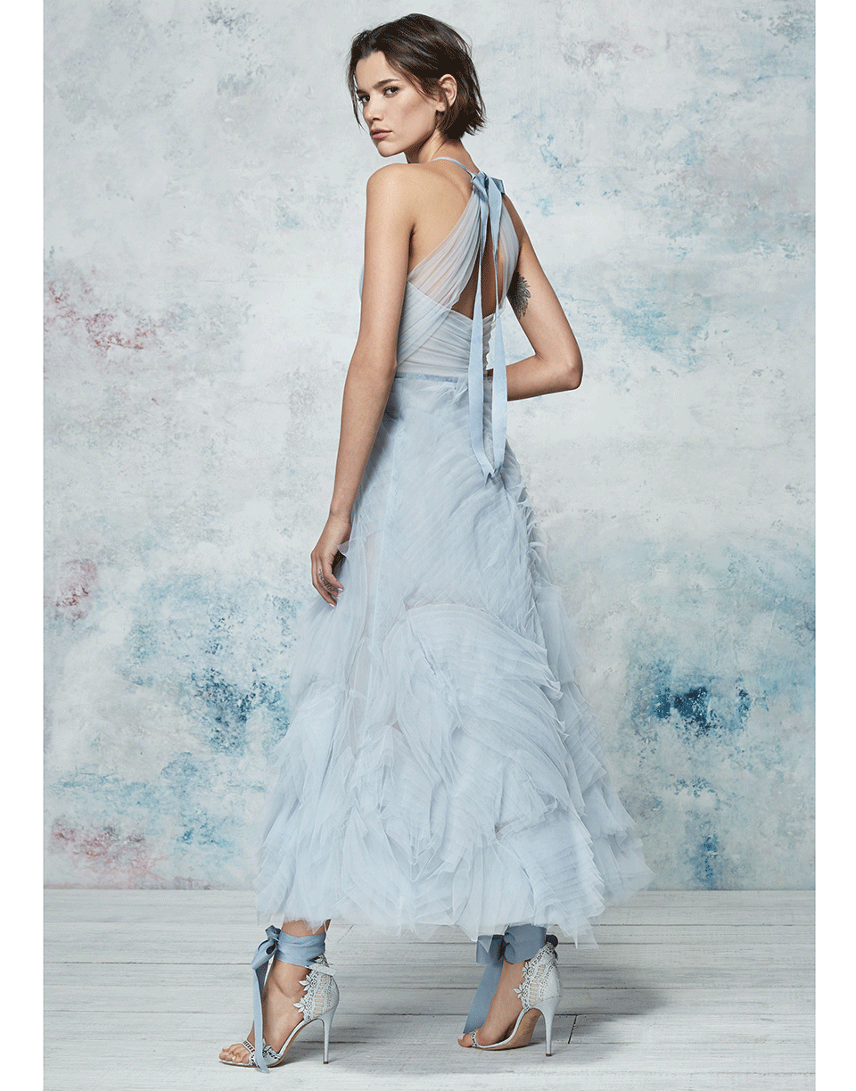 MARCHESA NOTTE-Drape Bodice Cut Out Gown-