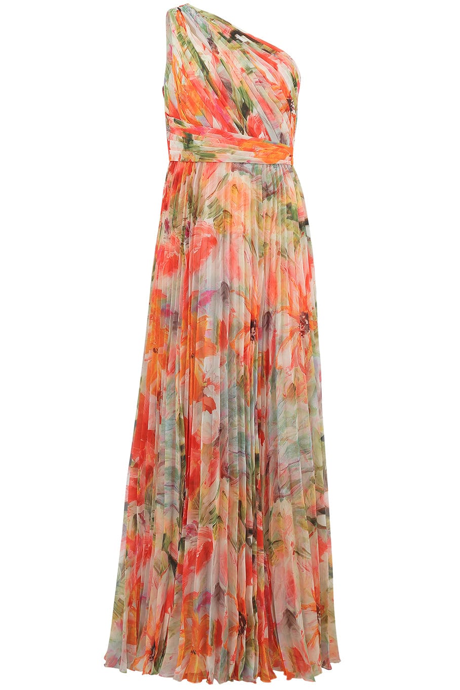 MARCHESA NOTTE-One Shoulder Floral Gown-