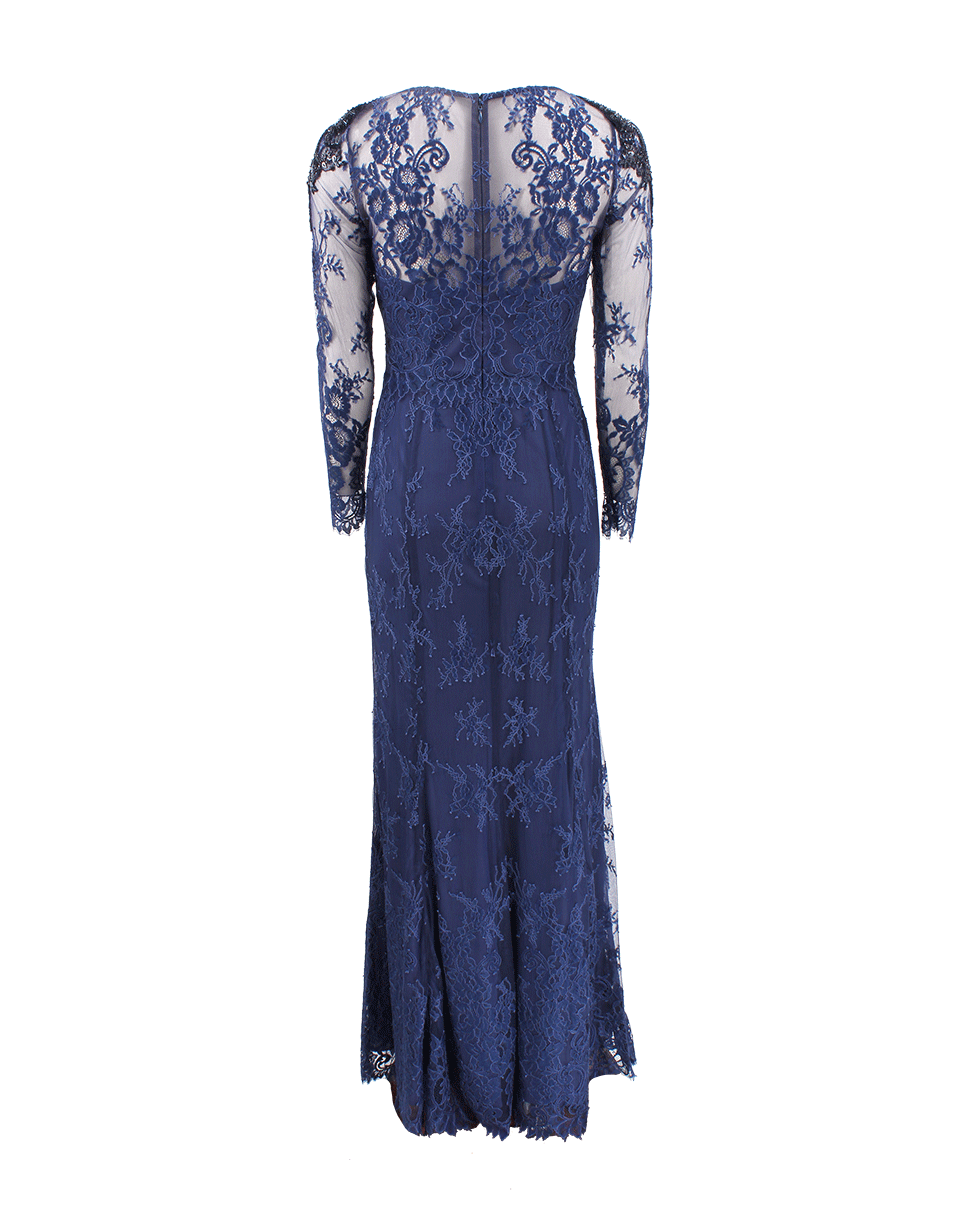 MARCHESA NOTTE-Lace Gown With Beaded Shoulder-