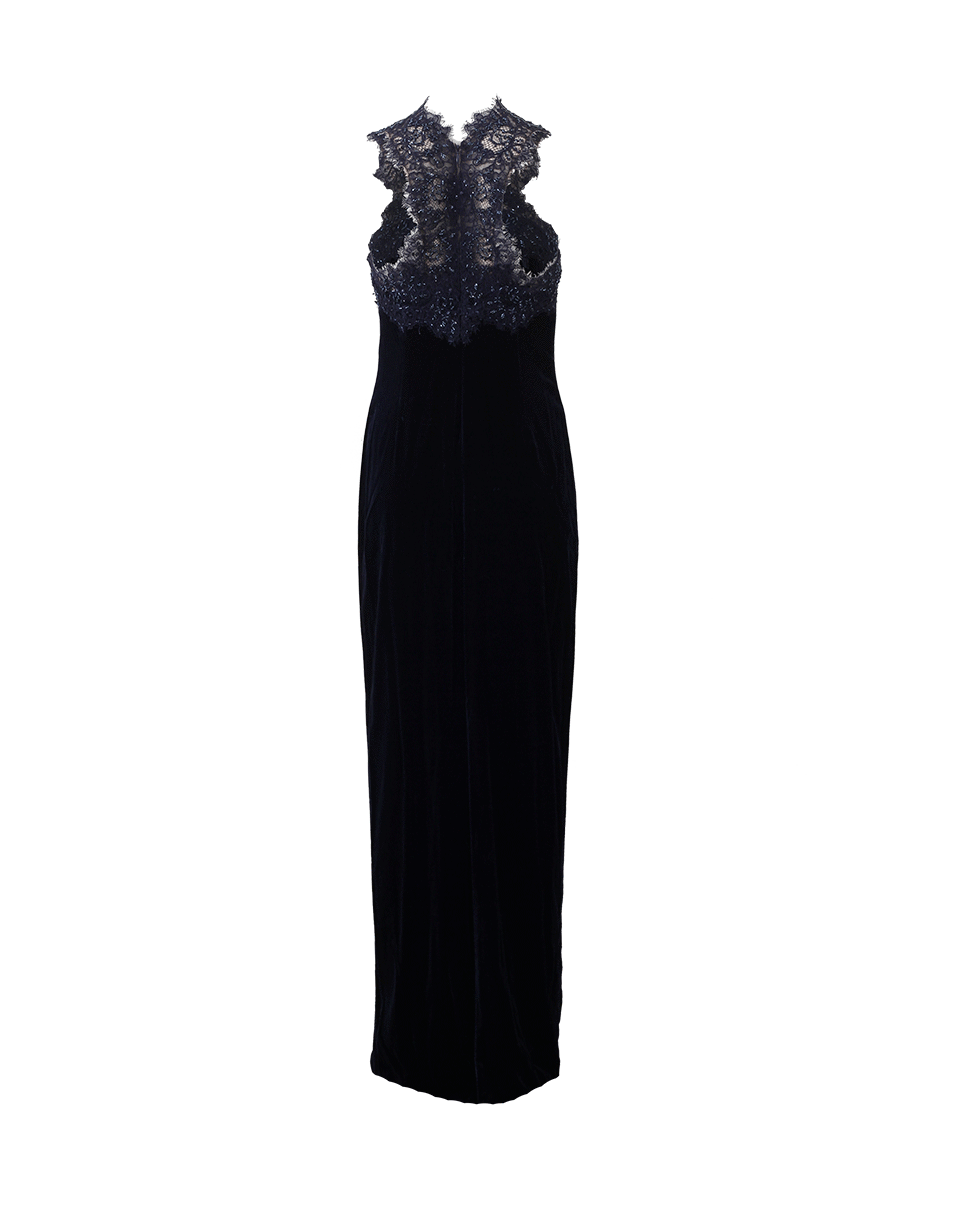 MARCHESA NOTTE-Beaded Velvet Column Gown-