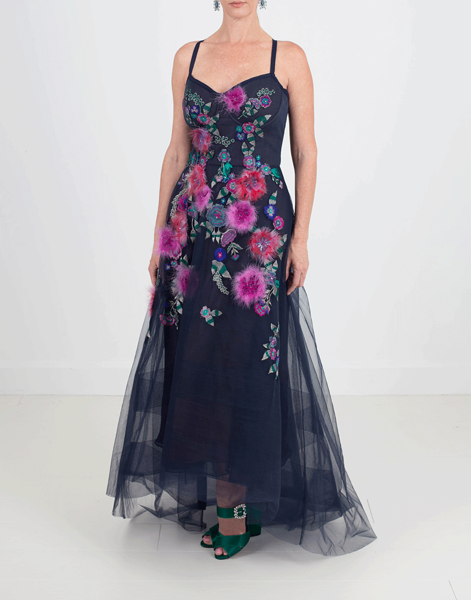 MARCHESA NOTTE-High Low Corseted Gown-