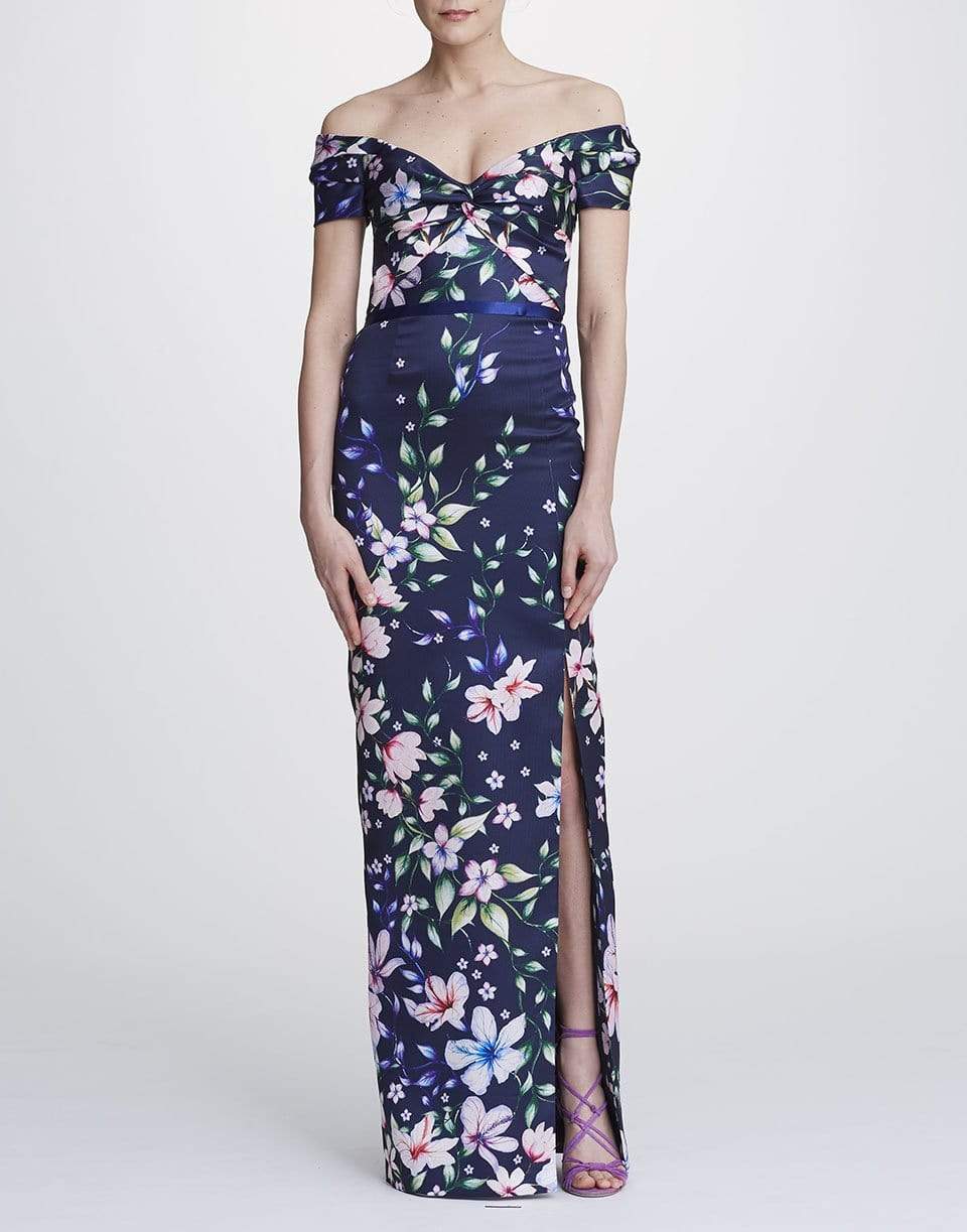 MARCHESA NOTTE-Off Shoulder Mikado Pique Gown-