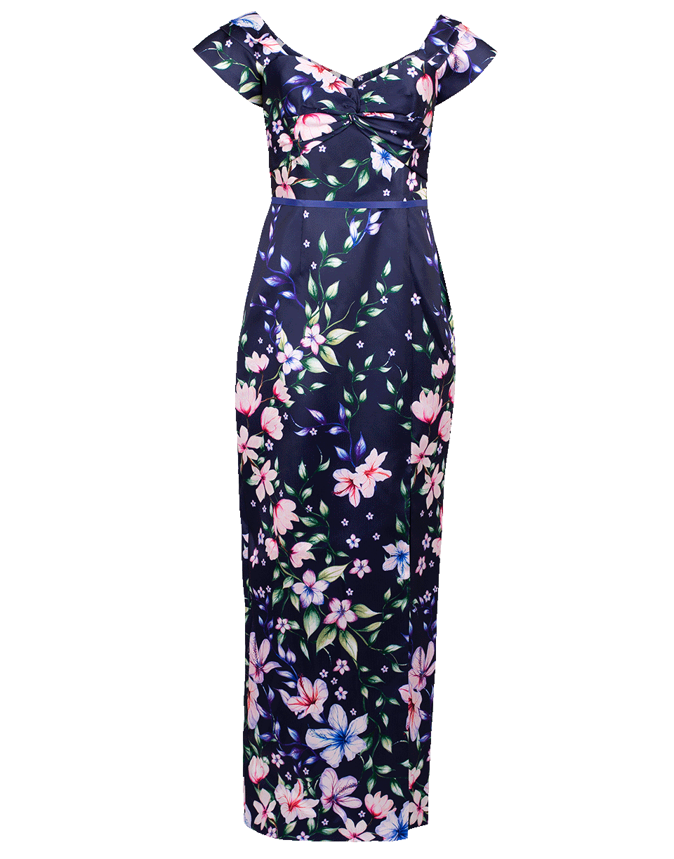 MARCHESA NOTTE-Off Shoulder Mikado Pique Gown-