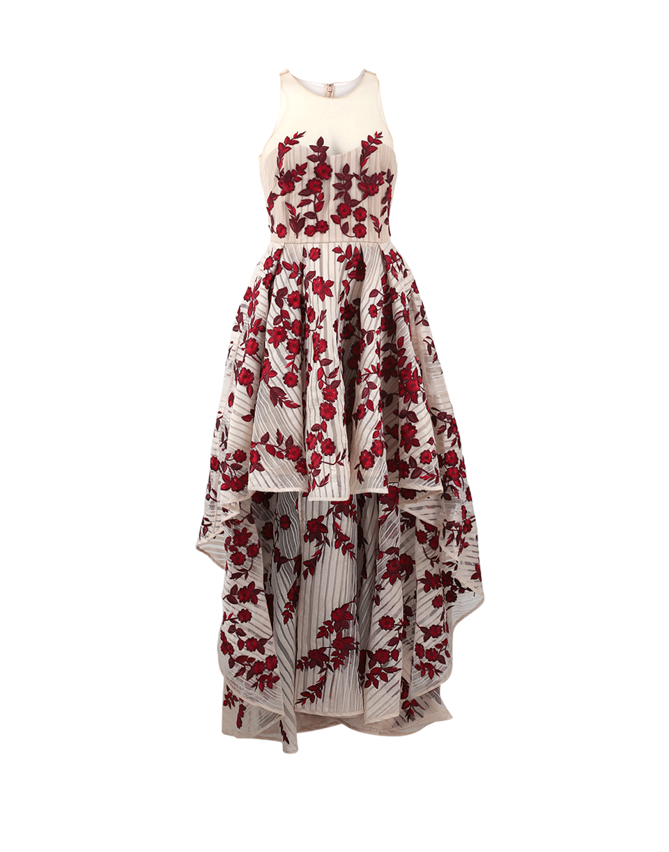 MARCHESA NOTTE-Floral Embroidered Gown-