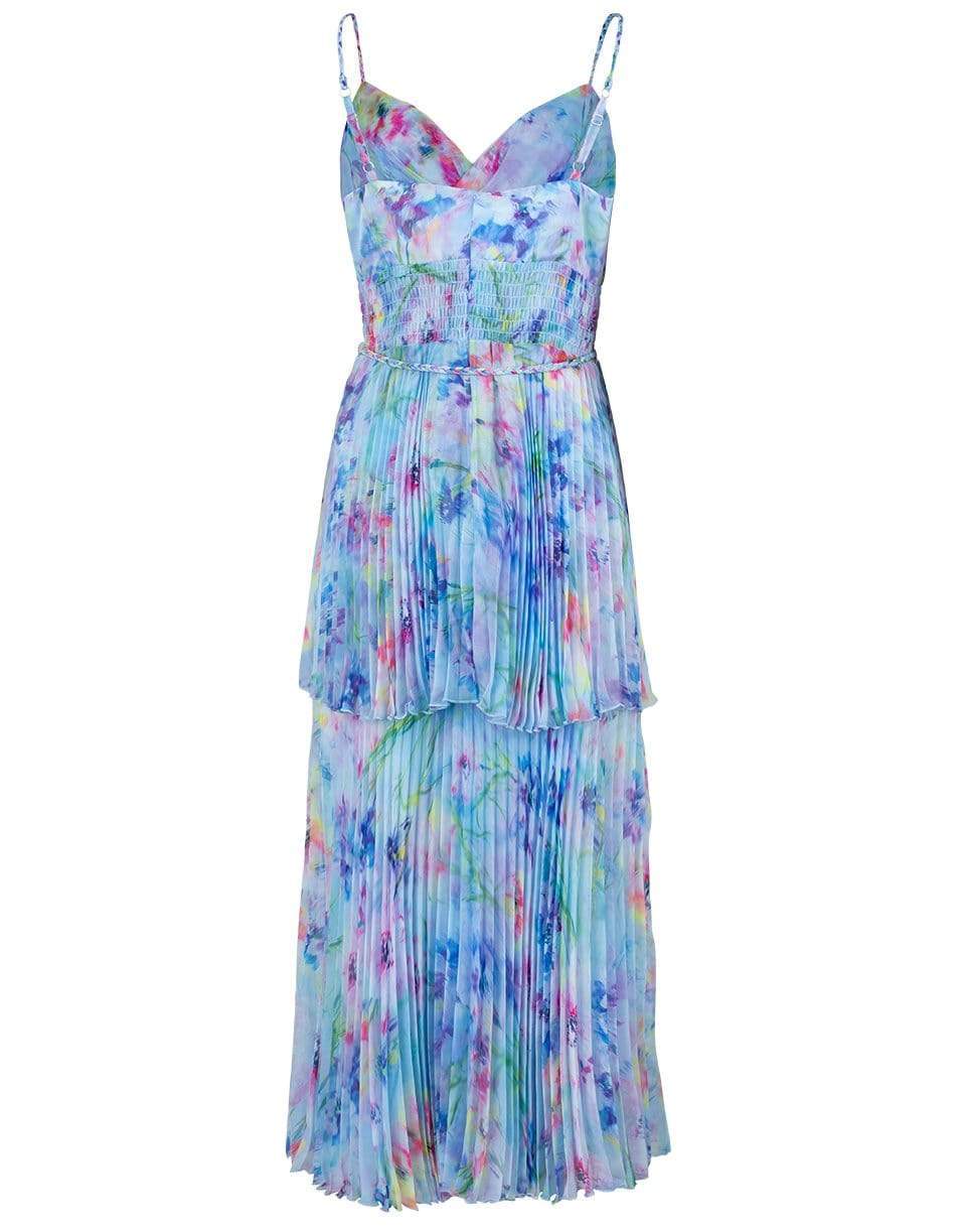 MARCHESA NOTTE-Sleeveless Crinkle Chiffon Tiered Dress-