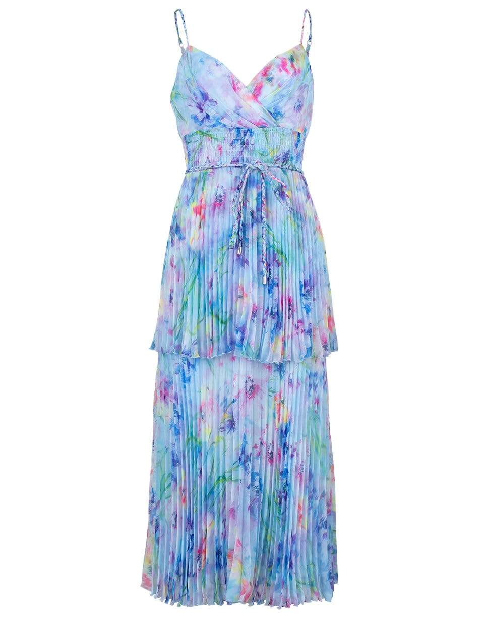 MARCHESA NOTTE-Sleeveless Crinkle Chiffon Tiered Dress-