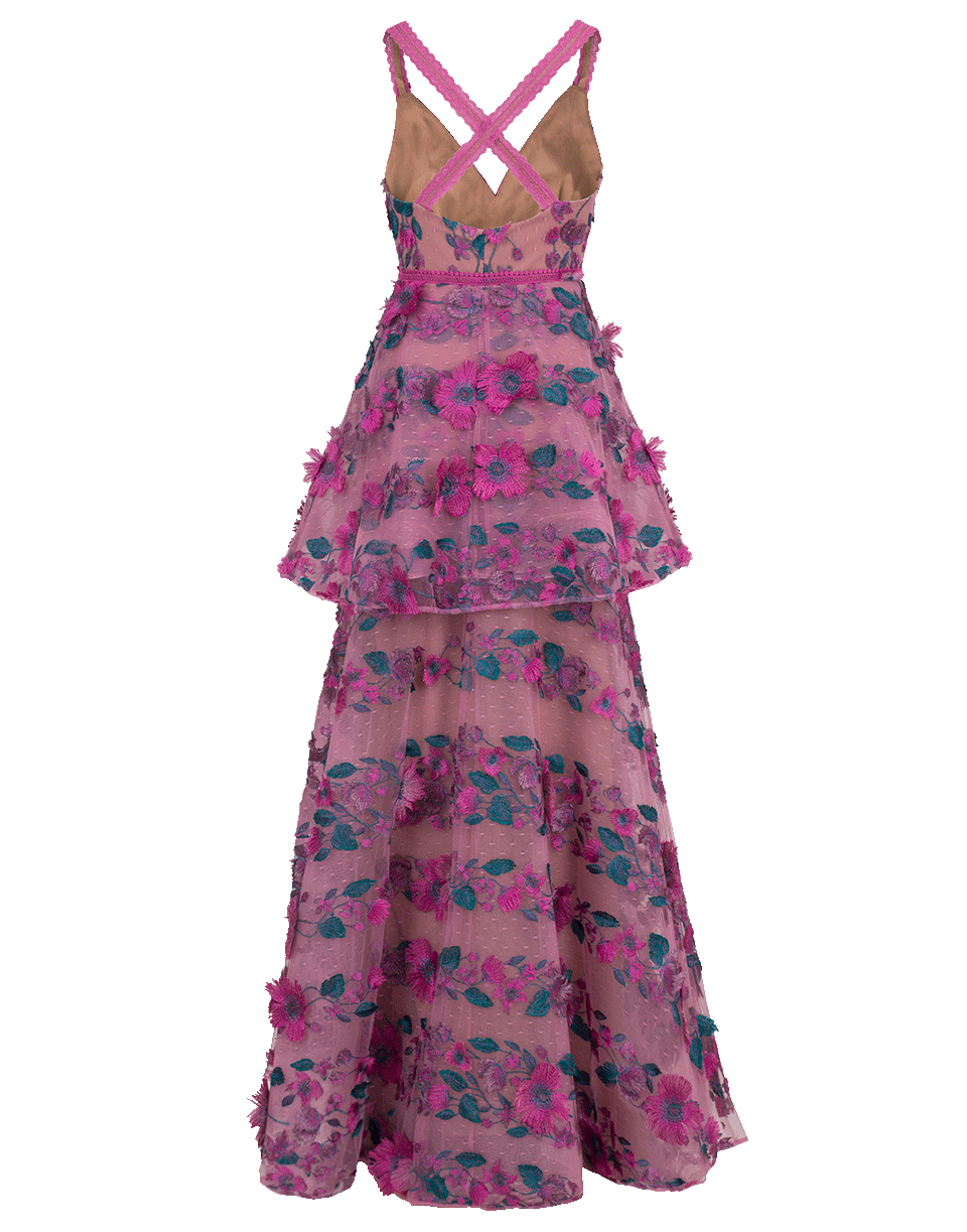 MARCHESA NOTTE-Floral Embroidered Gown-