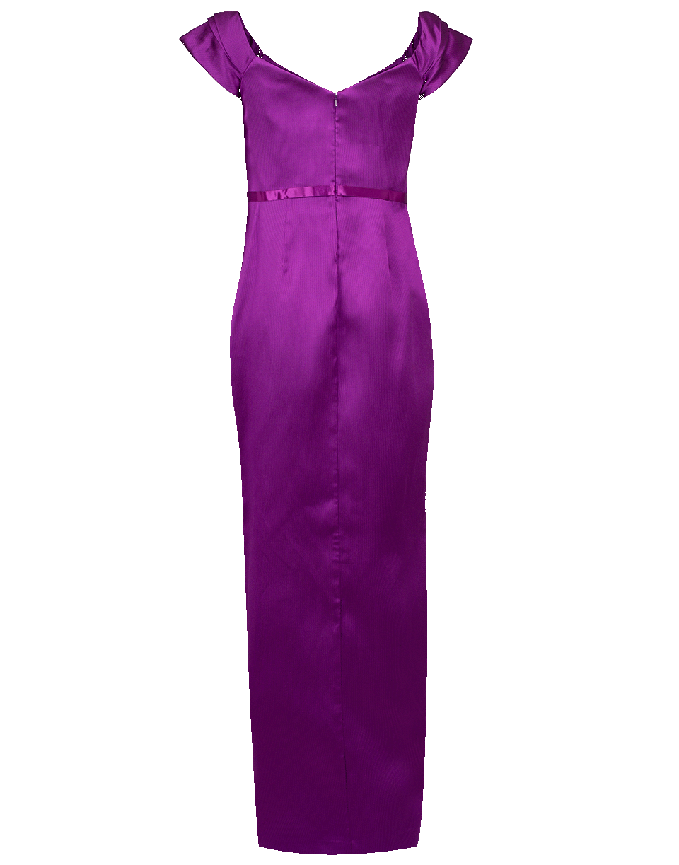 MARCHESA NOTTE-Off Shoulder Mikado Pique Gown-