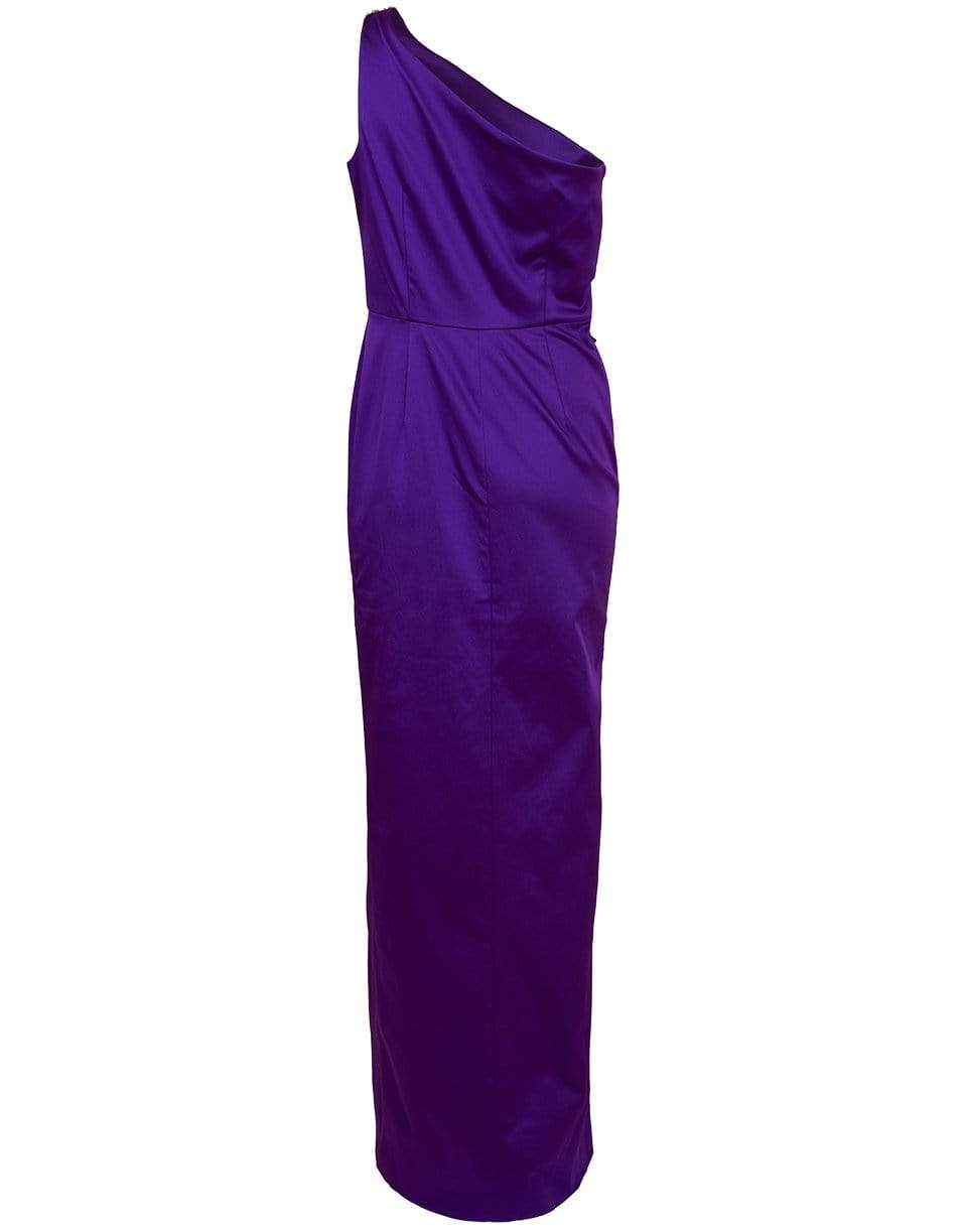 MARCHESA NOTTE-One Shoulder Applique Gown-