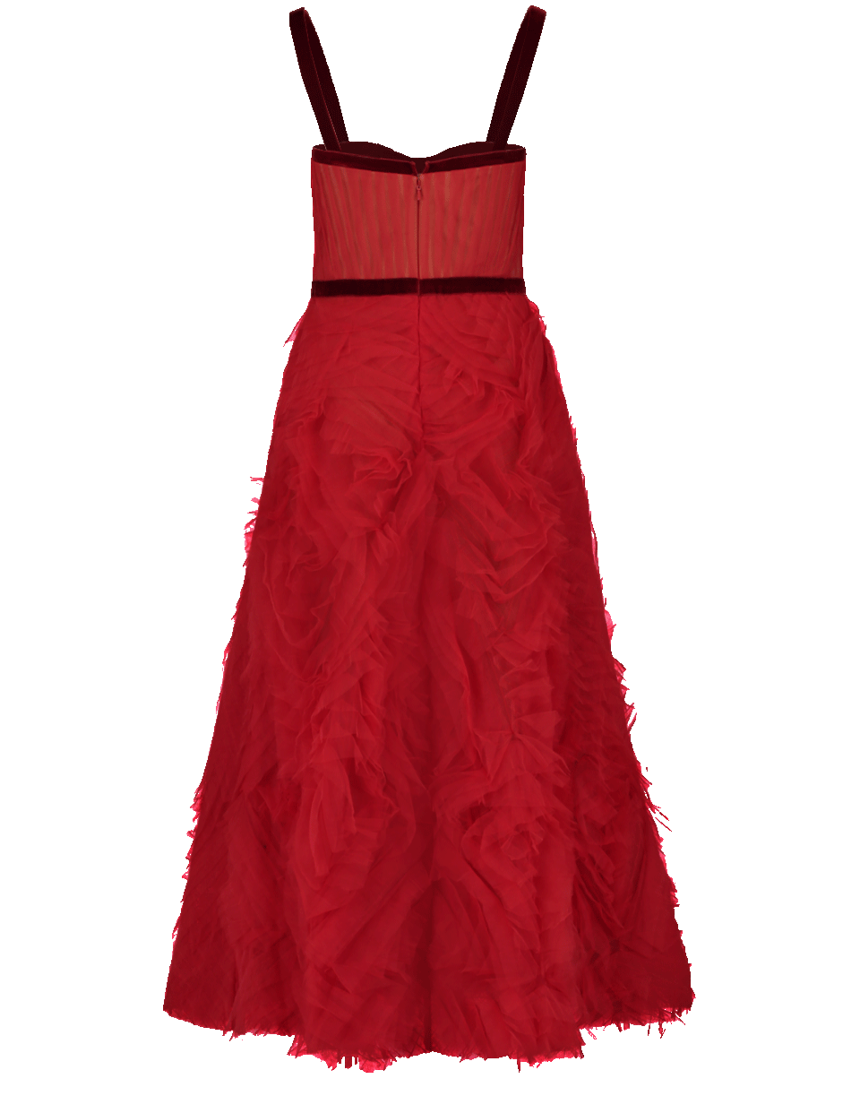MARCHESA NOTTE-Velvet Trim Gown-
