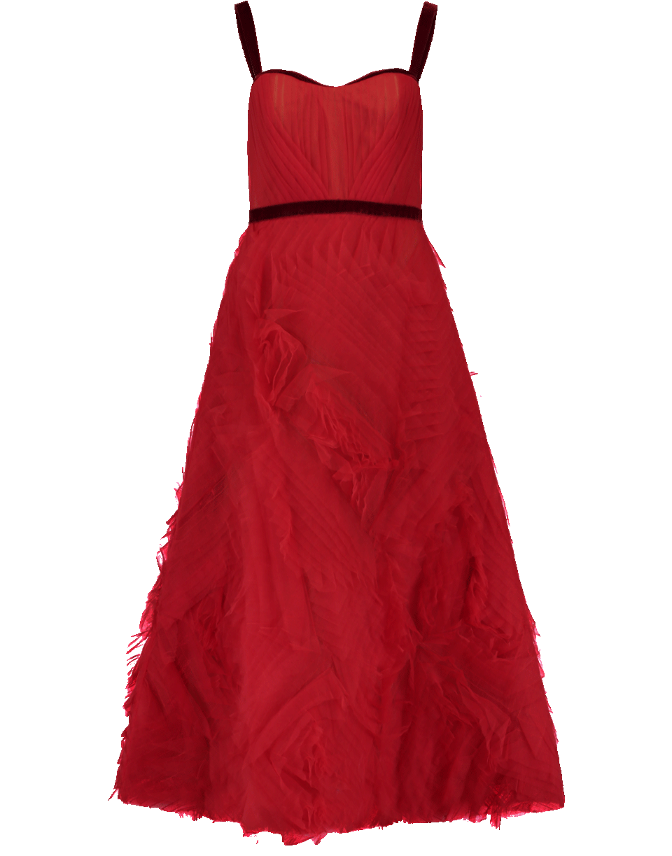 MARCHESA NOTTE-Velvet Trim Gown-