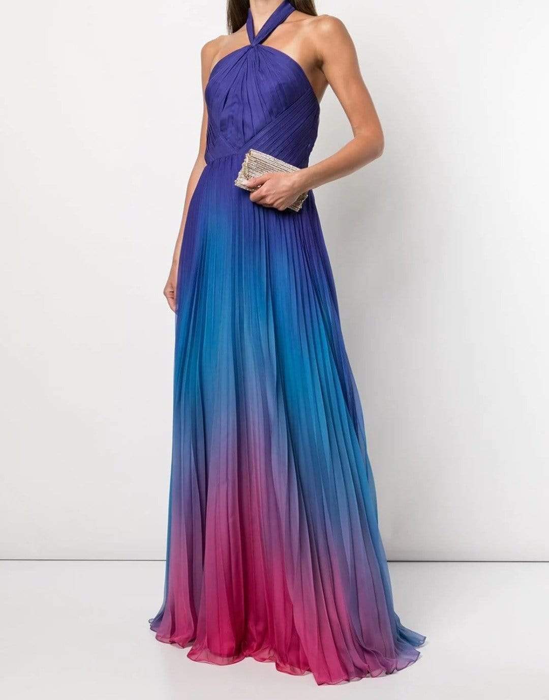 MARCHESA NOTTE-Royal Ombre Chiffon Gown-