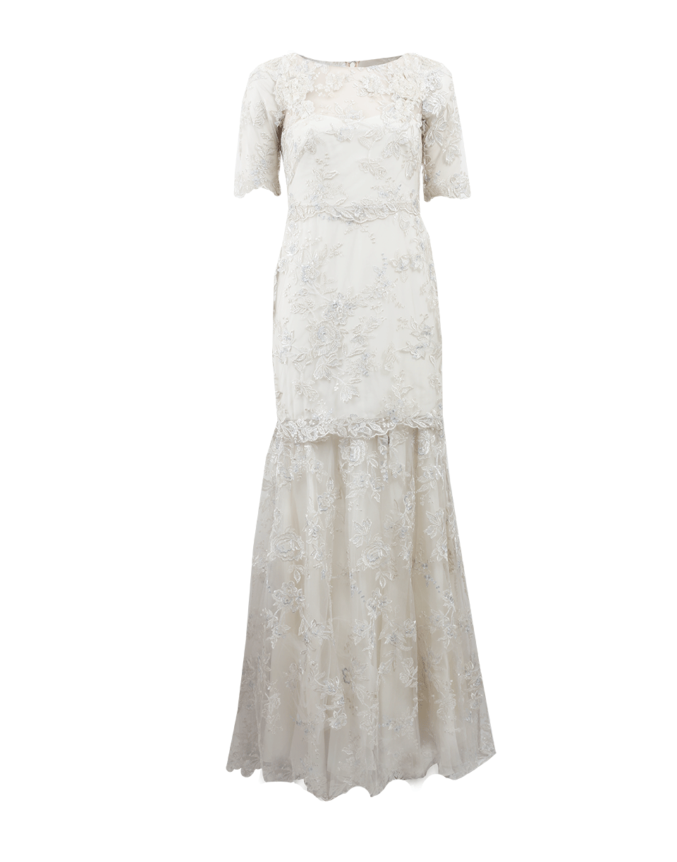MARCHESA NOTTE-Embroidered Lace Gown-