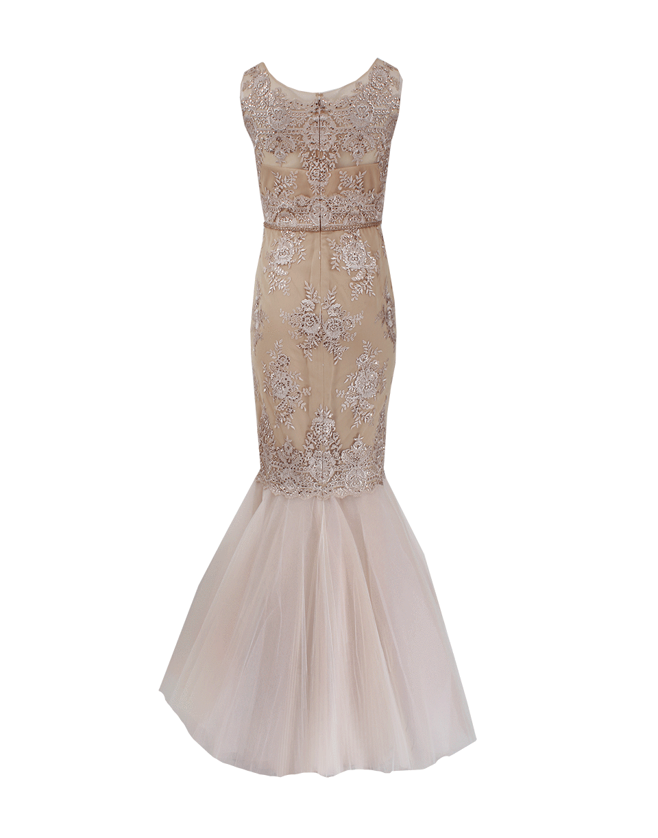 MARCHESA NOTTE-Illusion Neck Mermaid Gown-