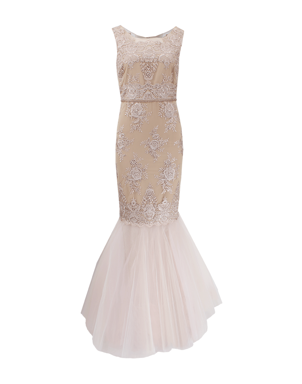 MARCHESA NOTTE-Illusion Neck Mermaid Gown-