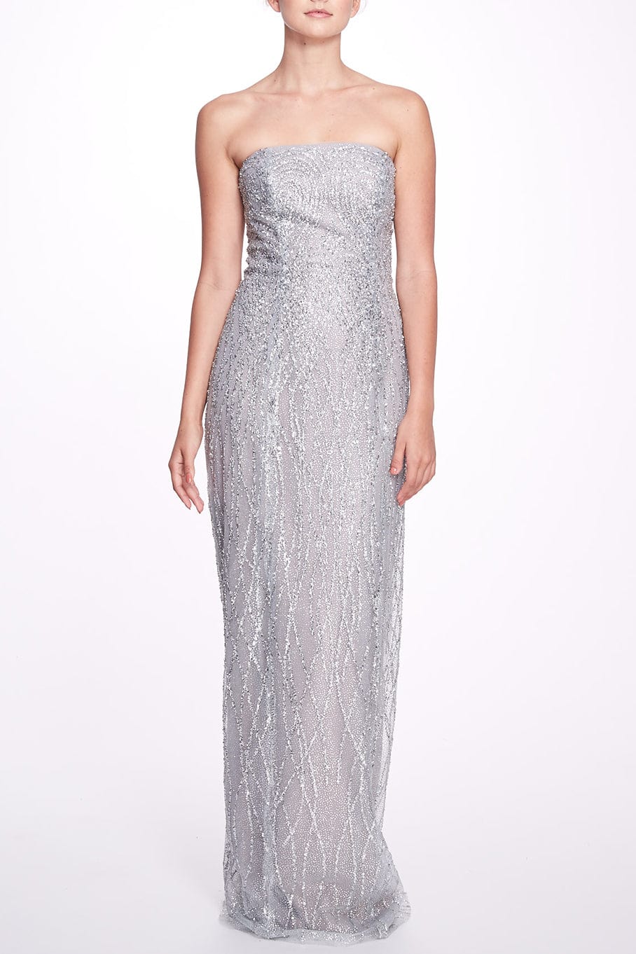 MARCHESA NOTTE-Sequin Column Gown-