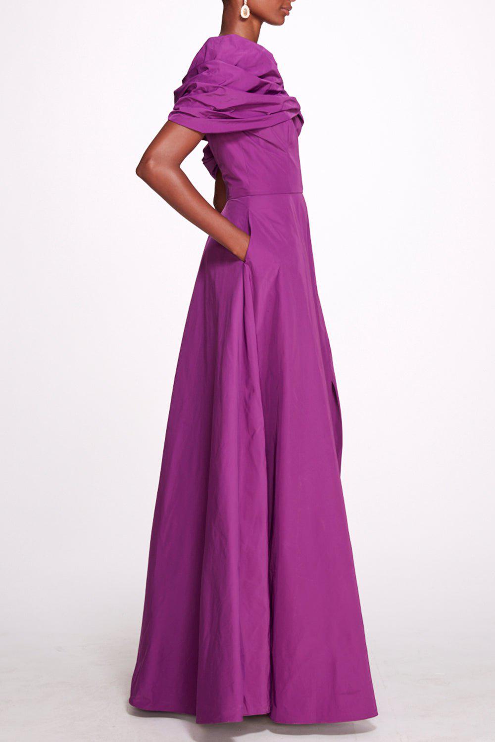 MARCHESA NOTTE-Off The Shoulder A-Line Gown-