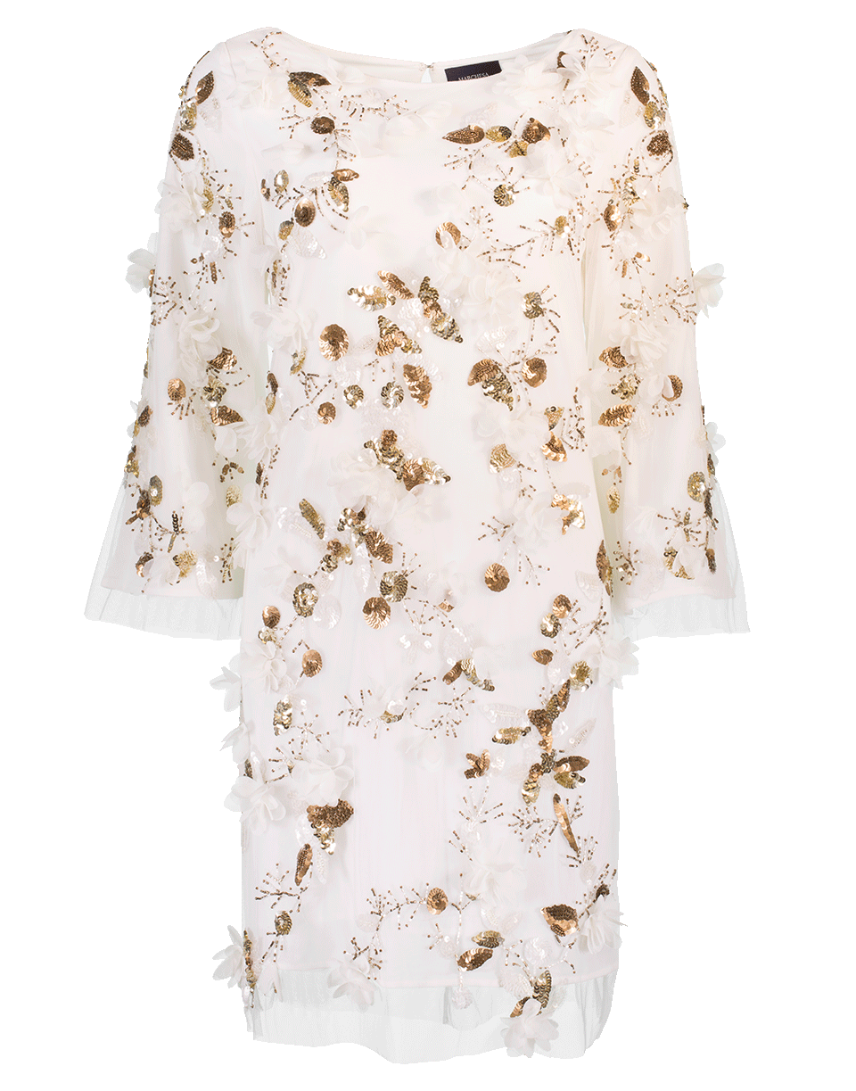MARCHESA NOTTE-Embroidered Sequin Beaded Tunic Dress-