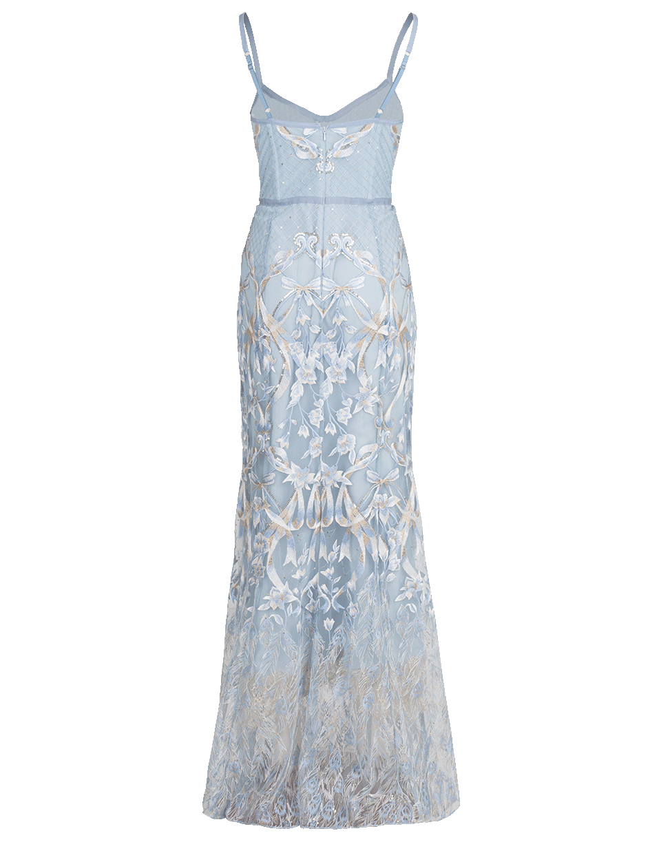 MARCHESA NOTTE-Embroidered Gown-LT BLUE