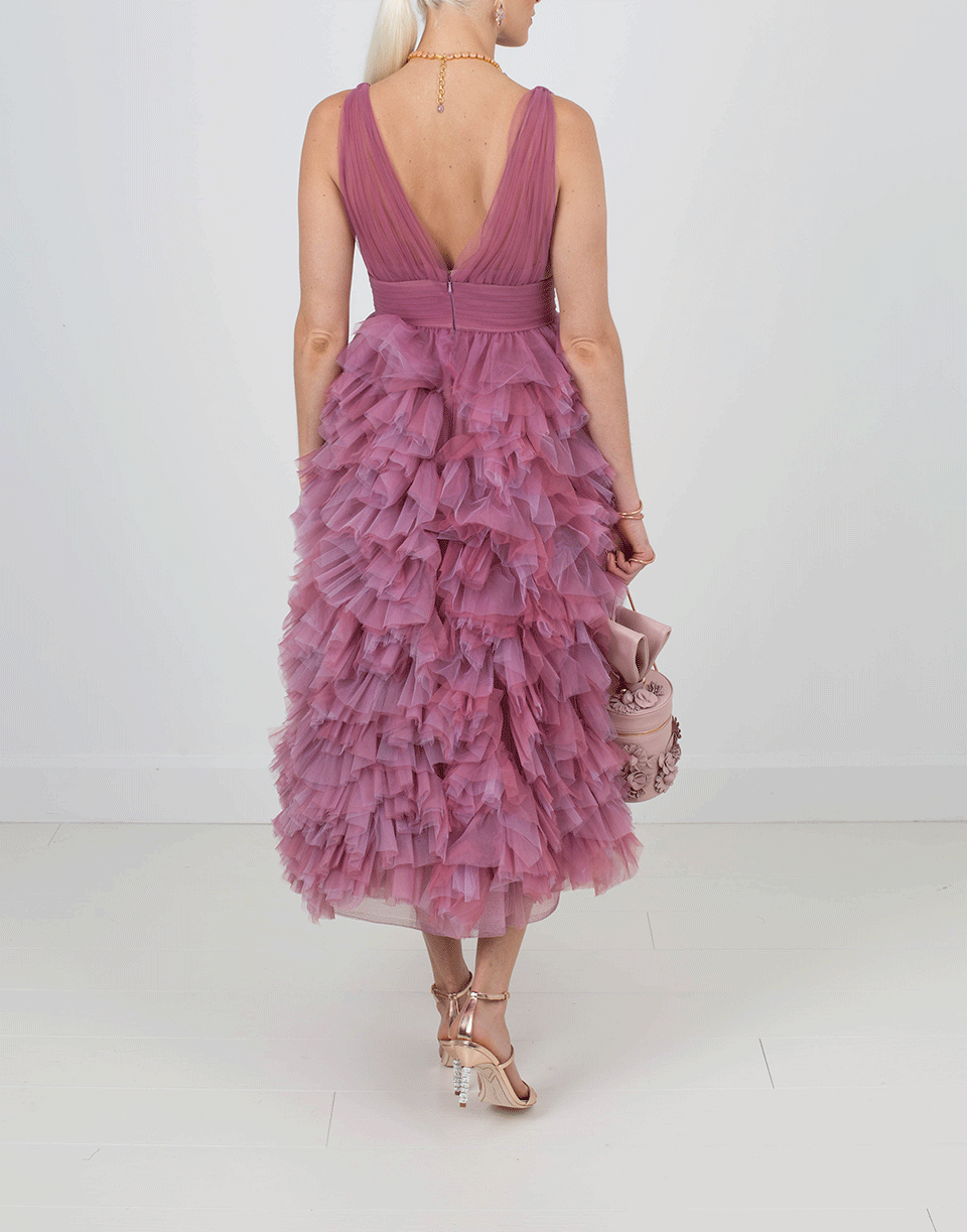 MARCHESA NOTTE-Draped Tulle Bodice Dress-