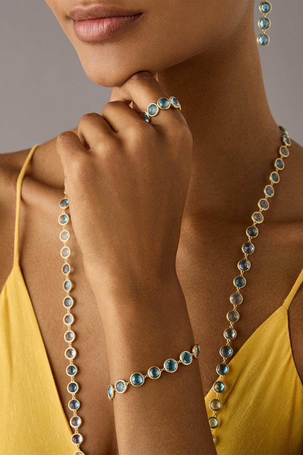 Blue Topaz Jaipur Link Bracelet-YELLOW GOLD-7-JEWELRYFINE JEWELBRACELET O-MARCO BICEGO