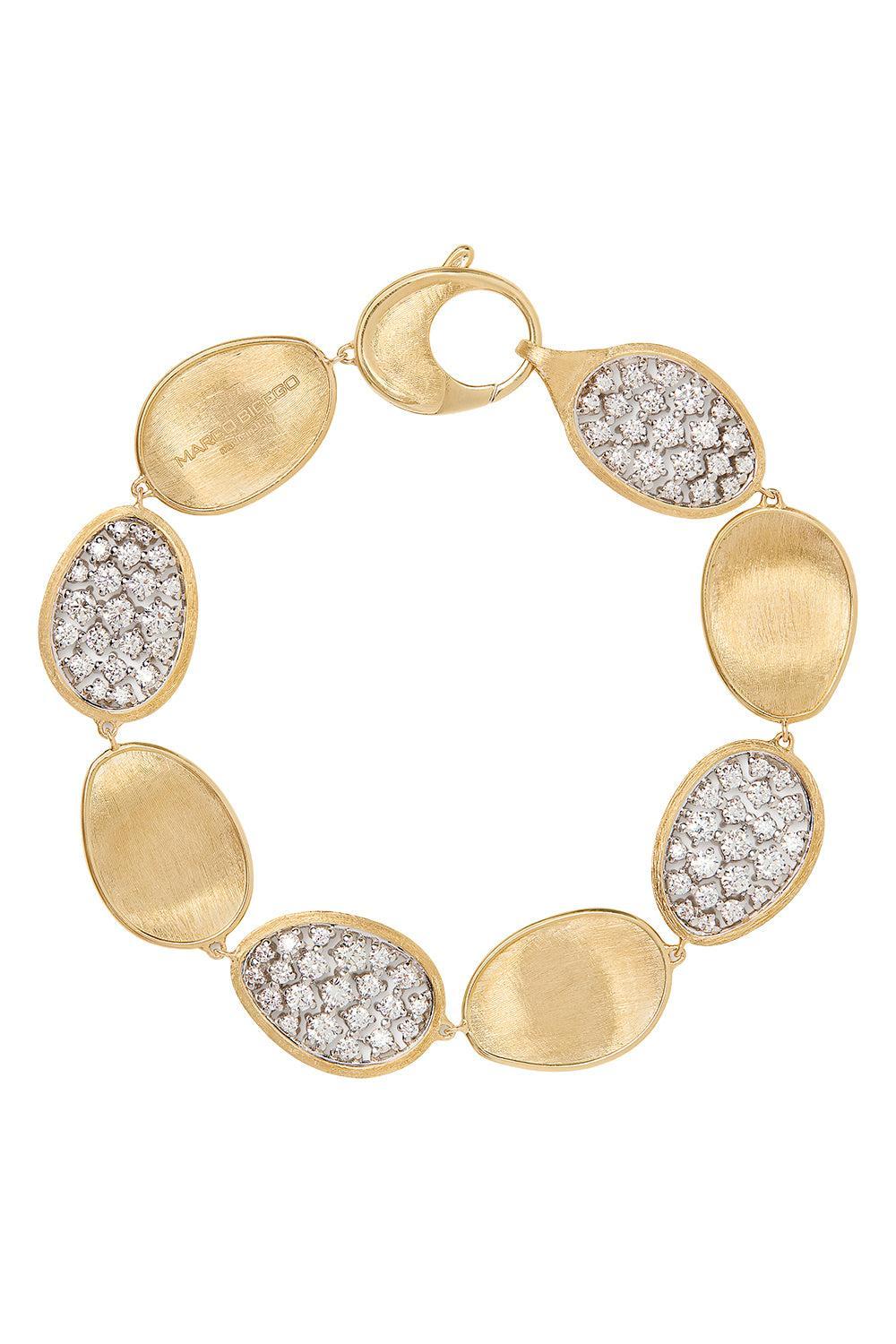 Diamond Lunaria Alternating Petal Bracelet-YELLOW GOLD-7-JEWELRYFINE JEWELBRACELET O-MARCO BICEGO