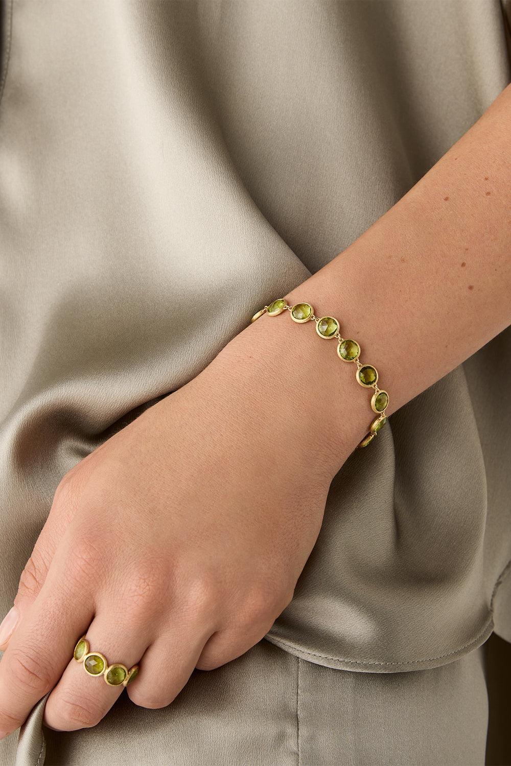 Peridot Jaipur Link Bracelet-YELLOW GOLD-7-JEWELRYFINE JEWELBRACELET O-MARCO BICEGO