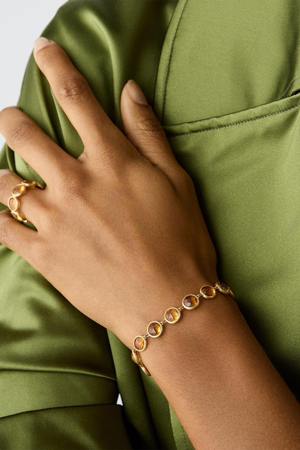 Yellow Quartz Jaipur Link Bracelet-YELLOW GOLD-7-JEWELRYFINE JEWELBRACELET O-MARCO BICEGO