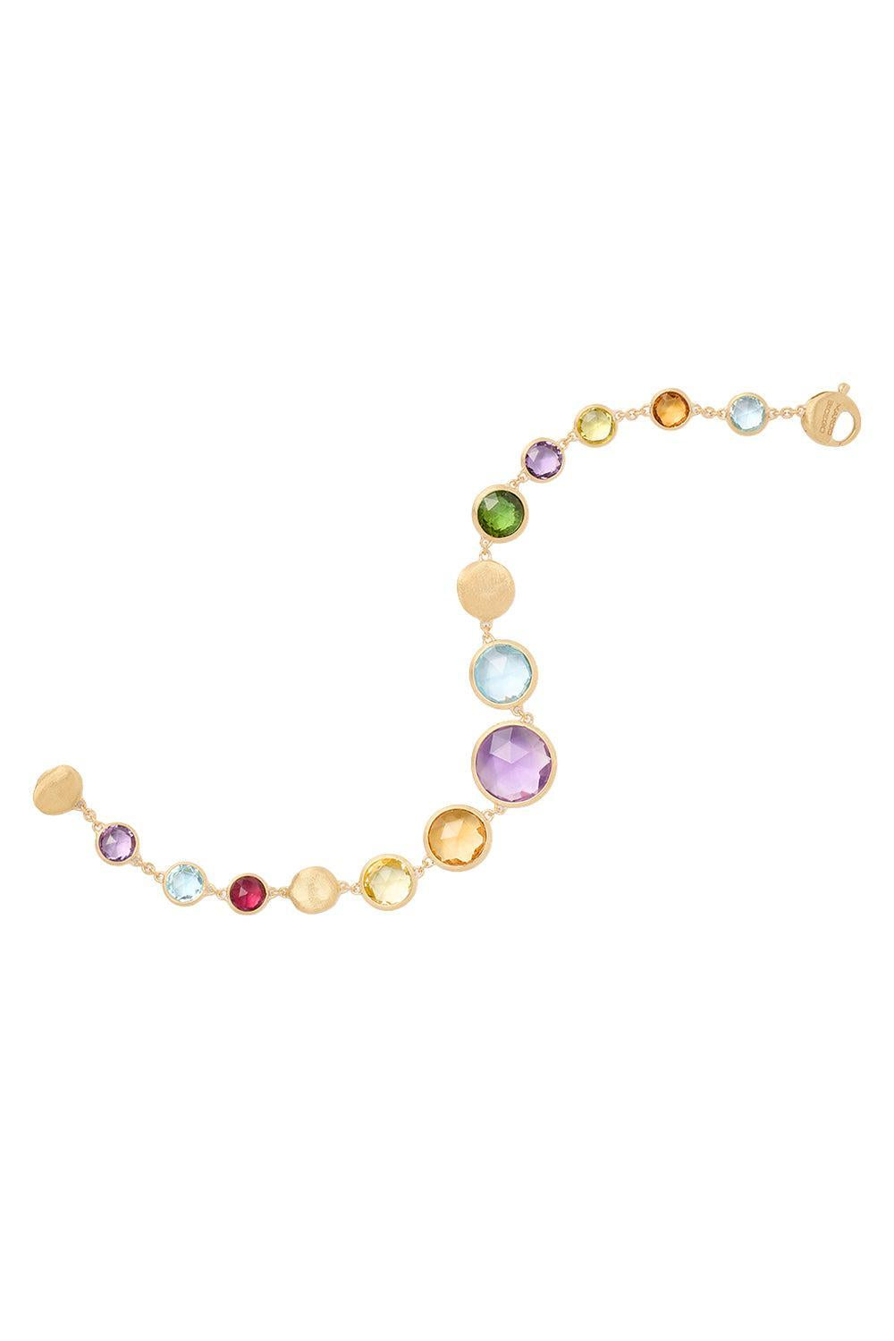 Jaipur Mixed Gemstone Graduated Bracelet-YELLOW GOLD-7.25-JEWELRYFINE JEWELBRACELET O-MARCO BICEGO