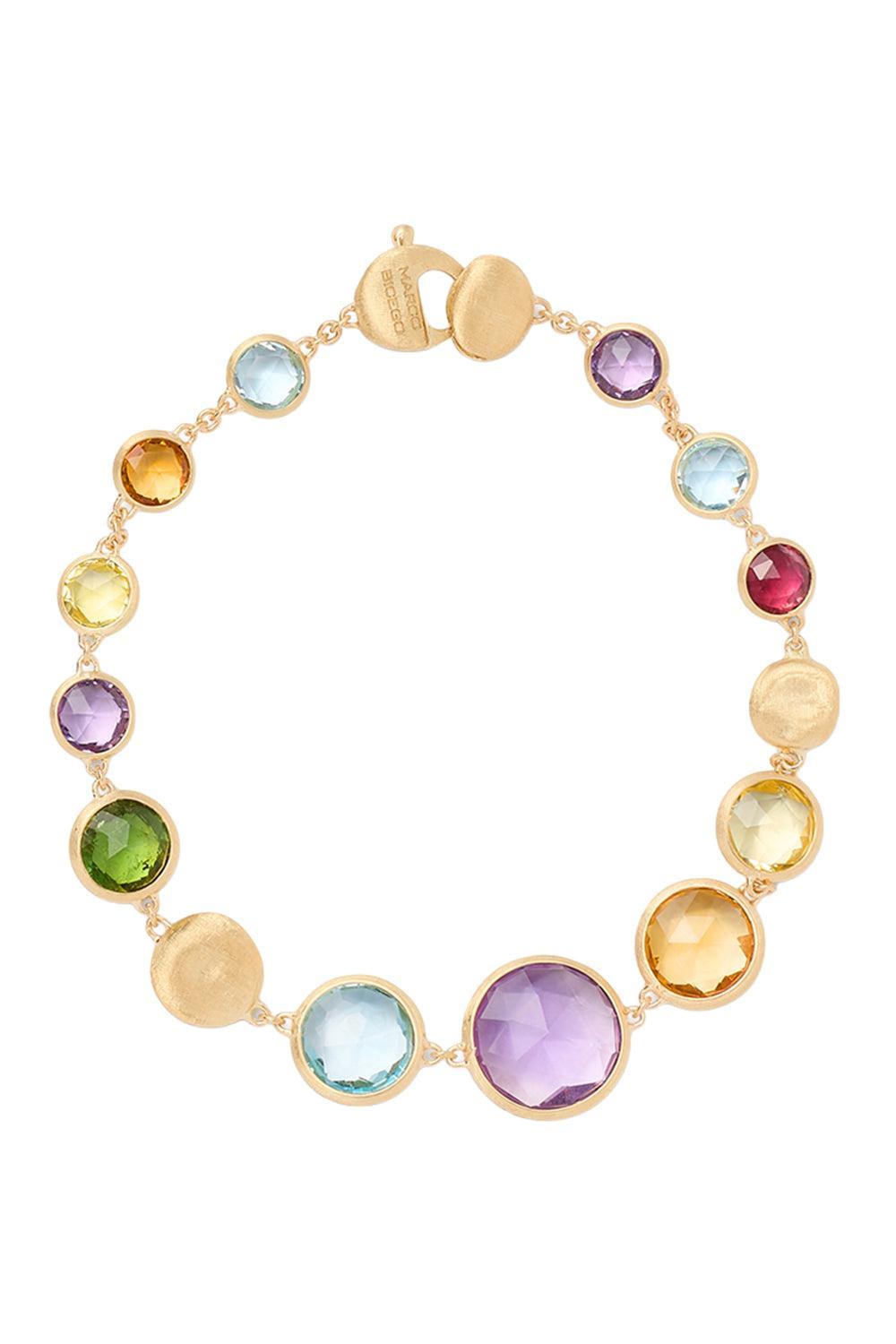 Jaipur Mixed Gemstone Graduated Bracelet-YELLOW GOLD-7.25-JEWELRYFINE JEWELBRACELET O-MARCO BICEGO