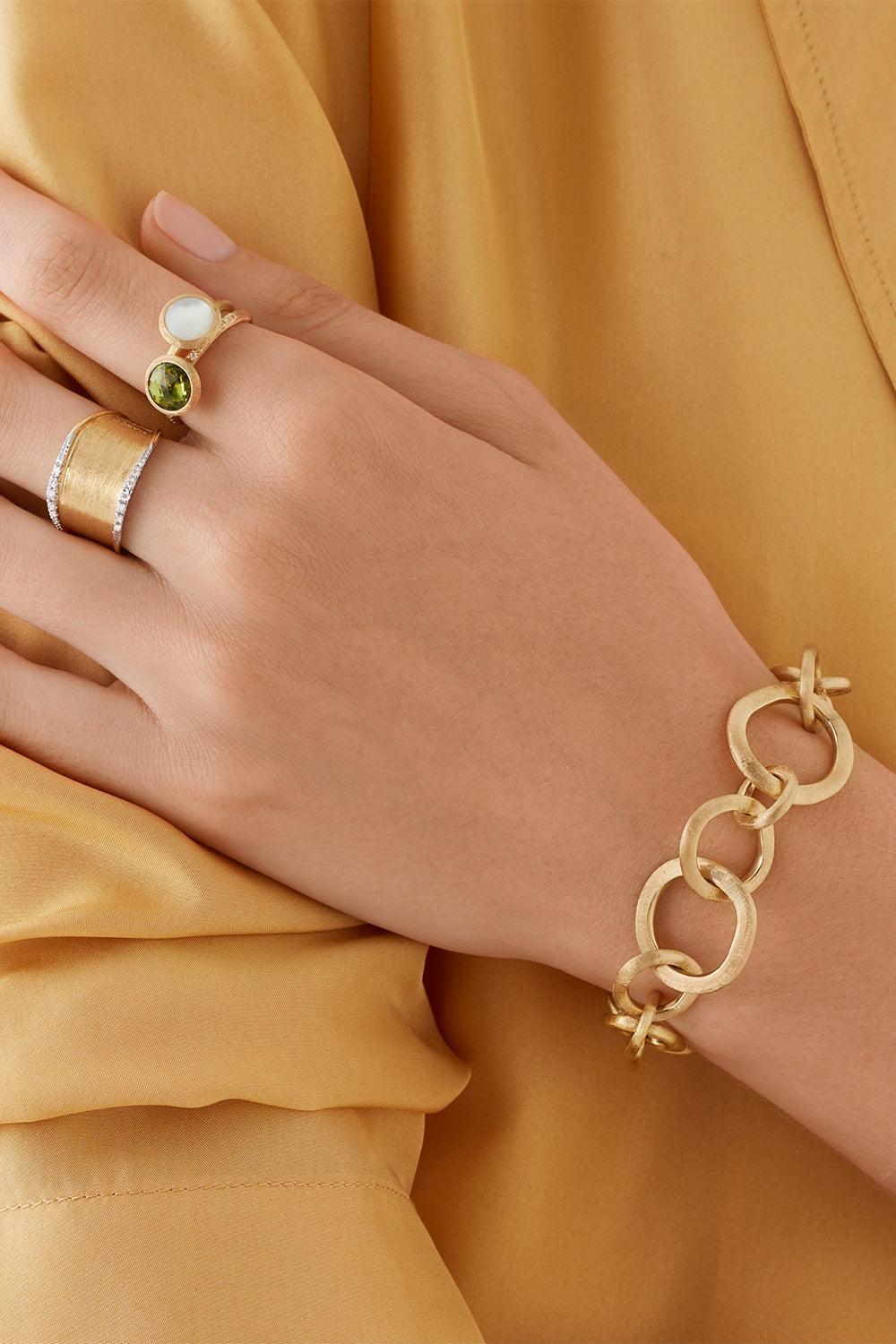 Jaipur Gold Hand Engraved Link Bracelet-YELLOW GOLD-8.25-JEWELRYFINE JEWELBRACELET O-MARCO BICEGO