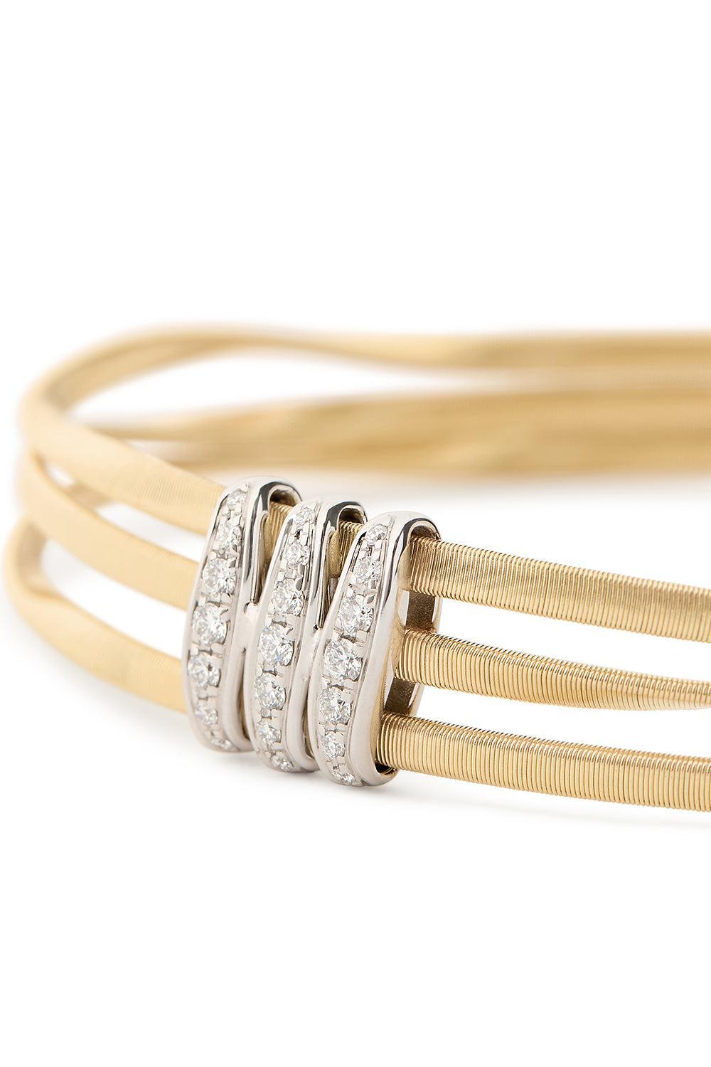 Diamond Marrakech Three Wire Bracelet-YELLOW GOLD-JEWELRYFINE JEWELBRACELET O-MARCO BICEGO