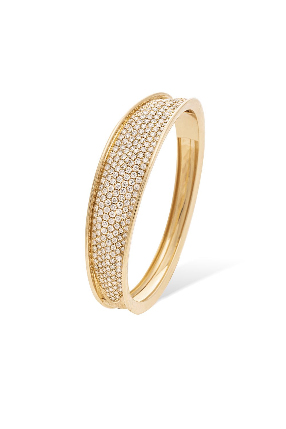MARCO BICEGO-Diamond Pavé Lunaria Bangle Bracelet-YELLOW GOLD