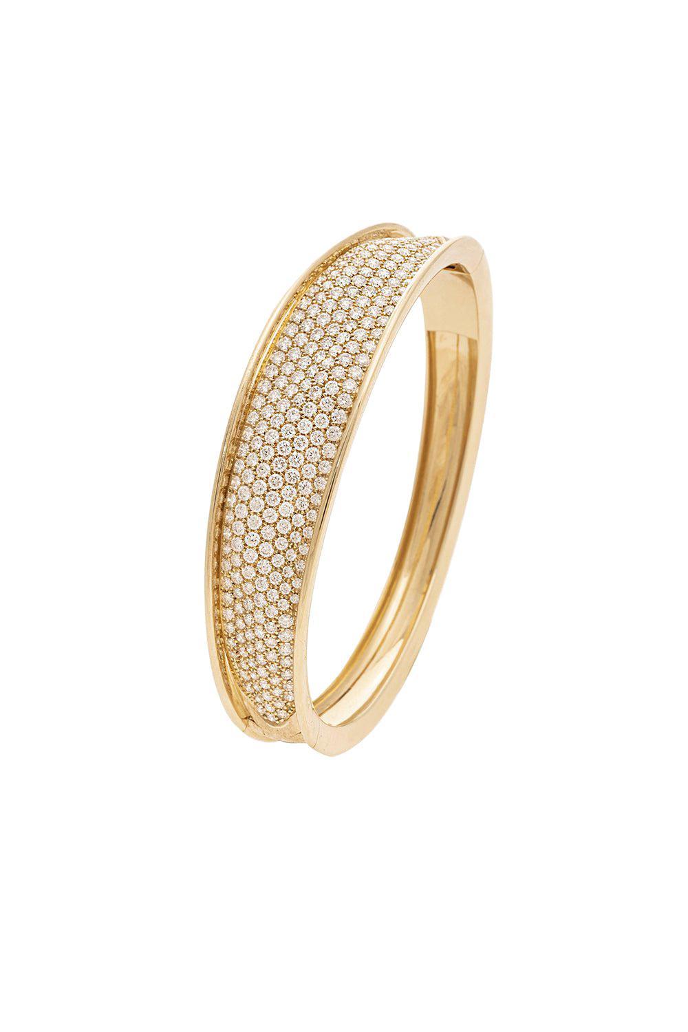 Diamond Pavé Lunaria Bangle Bracelet-YELLOW GOLD-JEWELRYFINE JEWELBRACELET O-MARCO BICEGO