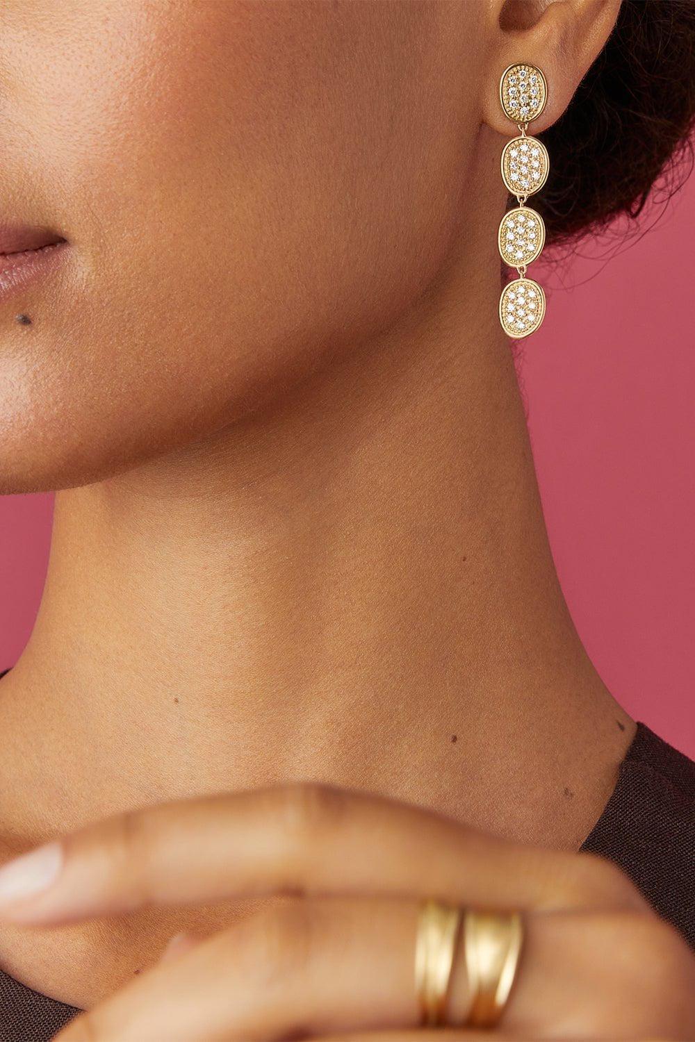 MARCO BICEGO-Diamond Pavé Drop Lunaria Earrings-YELLOW GOLD
