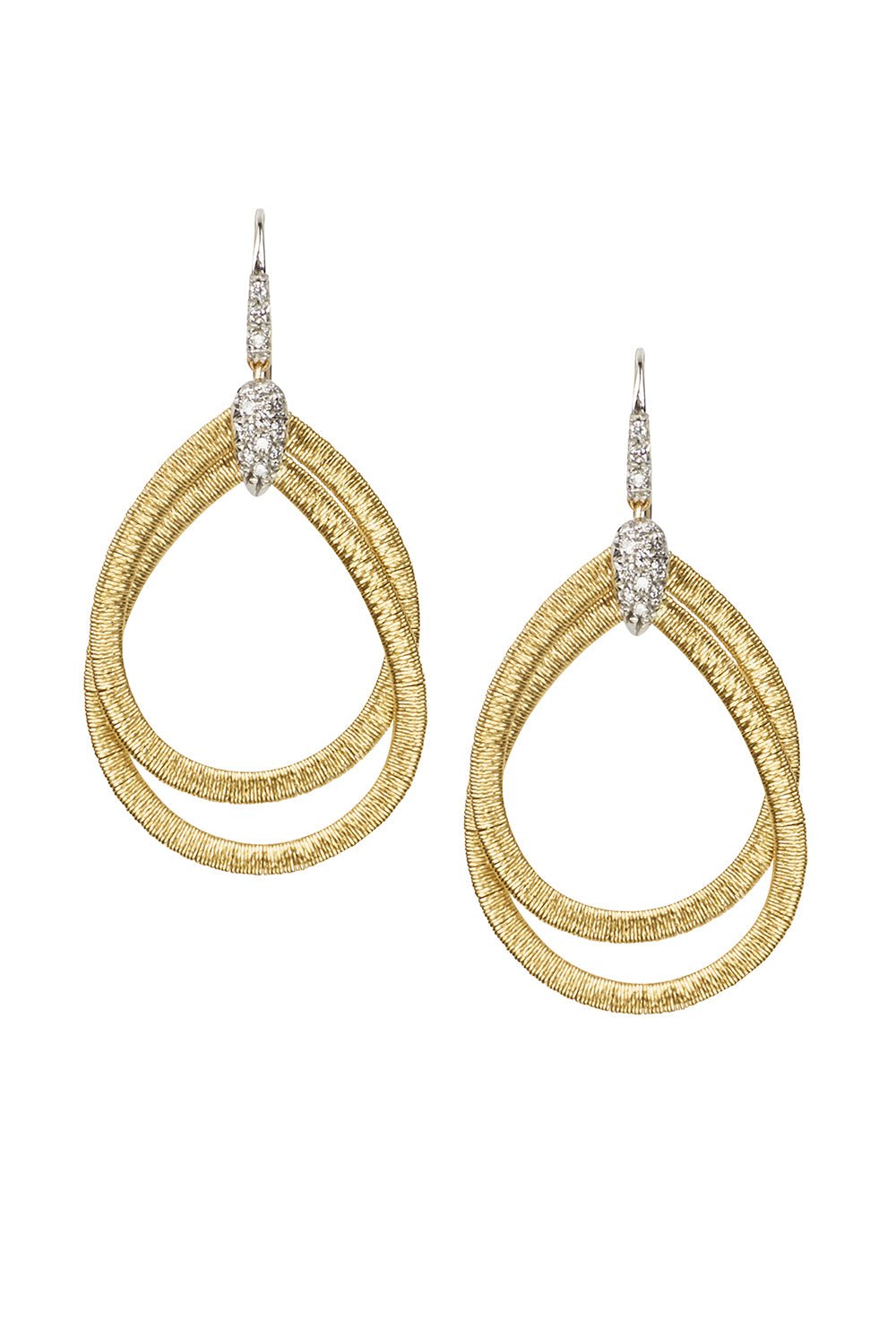 MARCO BICEGO-Diamond Woven Drop Cairo Earrings-YELLOW GOLD
