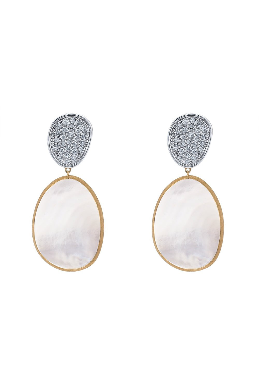 MARCO BICEGO-Double Drop Pearl Lunaria Earrings-YELLOW GOLD