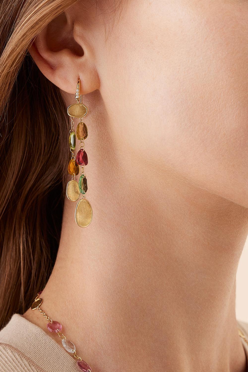 Lunaria Multi Color Tourmaline Earrings-YELLOW GOLD-JEWELRYFINE JEWELEARRING-MARCO BICEGO
