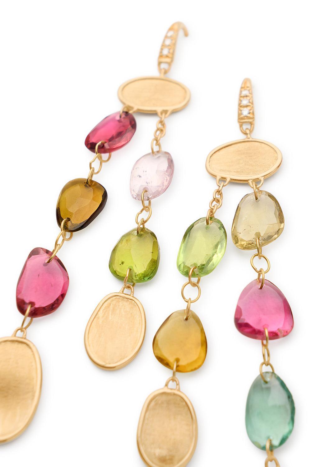 Lunaria Multi Color Tourmaline Earrings-YELLOW GOLD-JEWELRYFINE JEWELEARRING-MARCO BICEGO