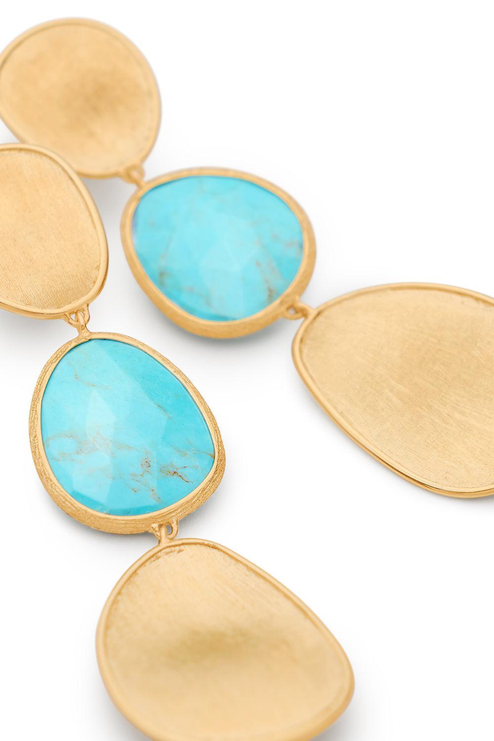 Lunaria Three Drop Turquoise Earrings-YELLOW GOLD-JEWELRYFINE JEWELEARRING-MARCO BICEGO
