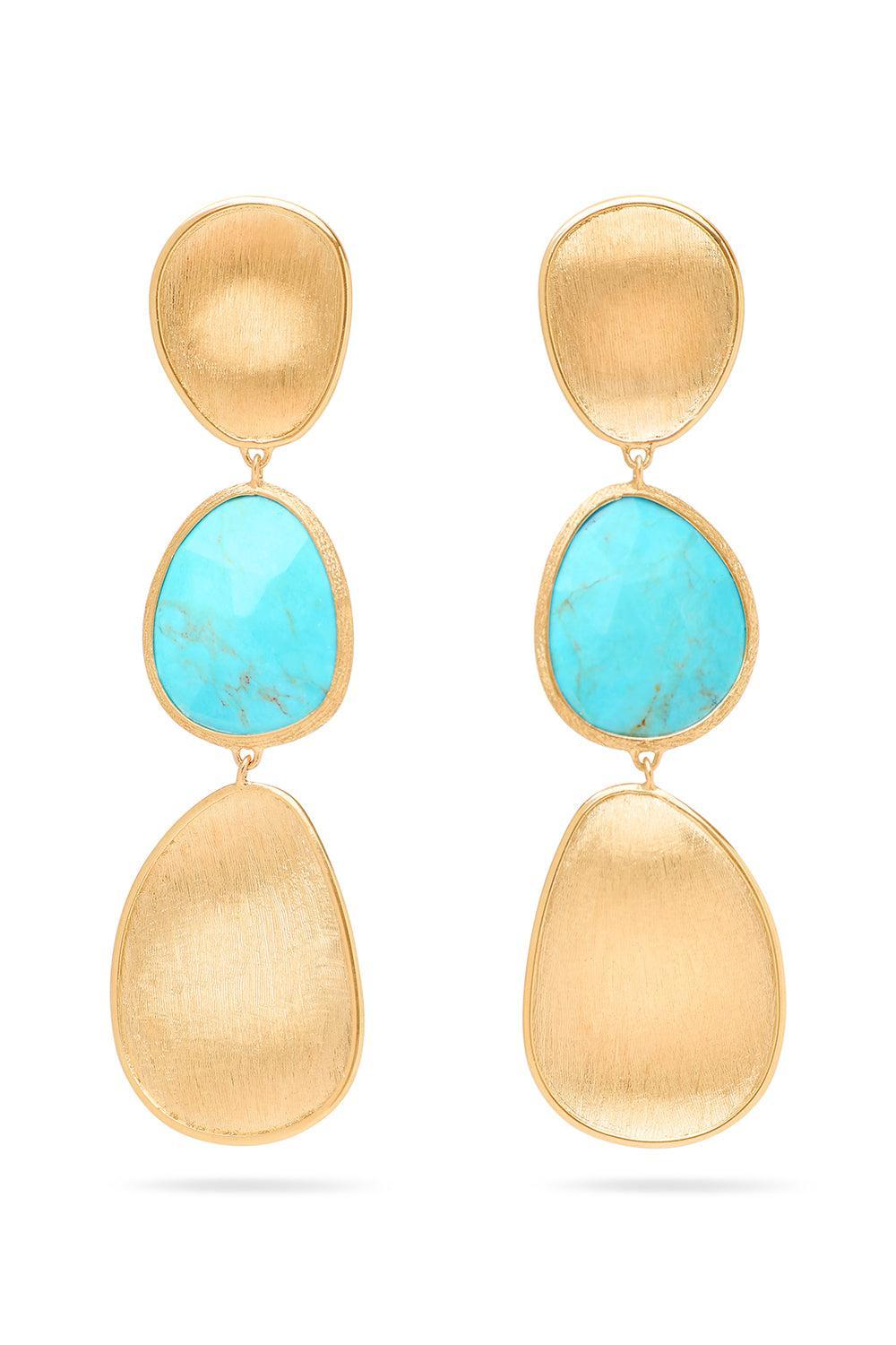 Lunaria Three Drop Turquoise Earrings-YELLOW GOLD-JEWELRYFINE JEWELEARRING-MARCO BICEGO