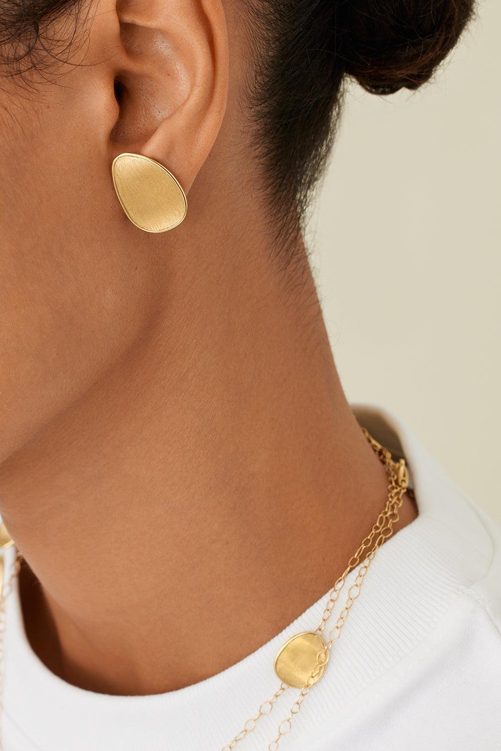 Medium Petal Lunaria Stud Earrings-YELLOW GOLD-JEWELRYFINE JEWELEARRING-MARCO BICEGO