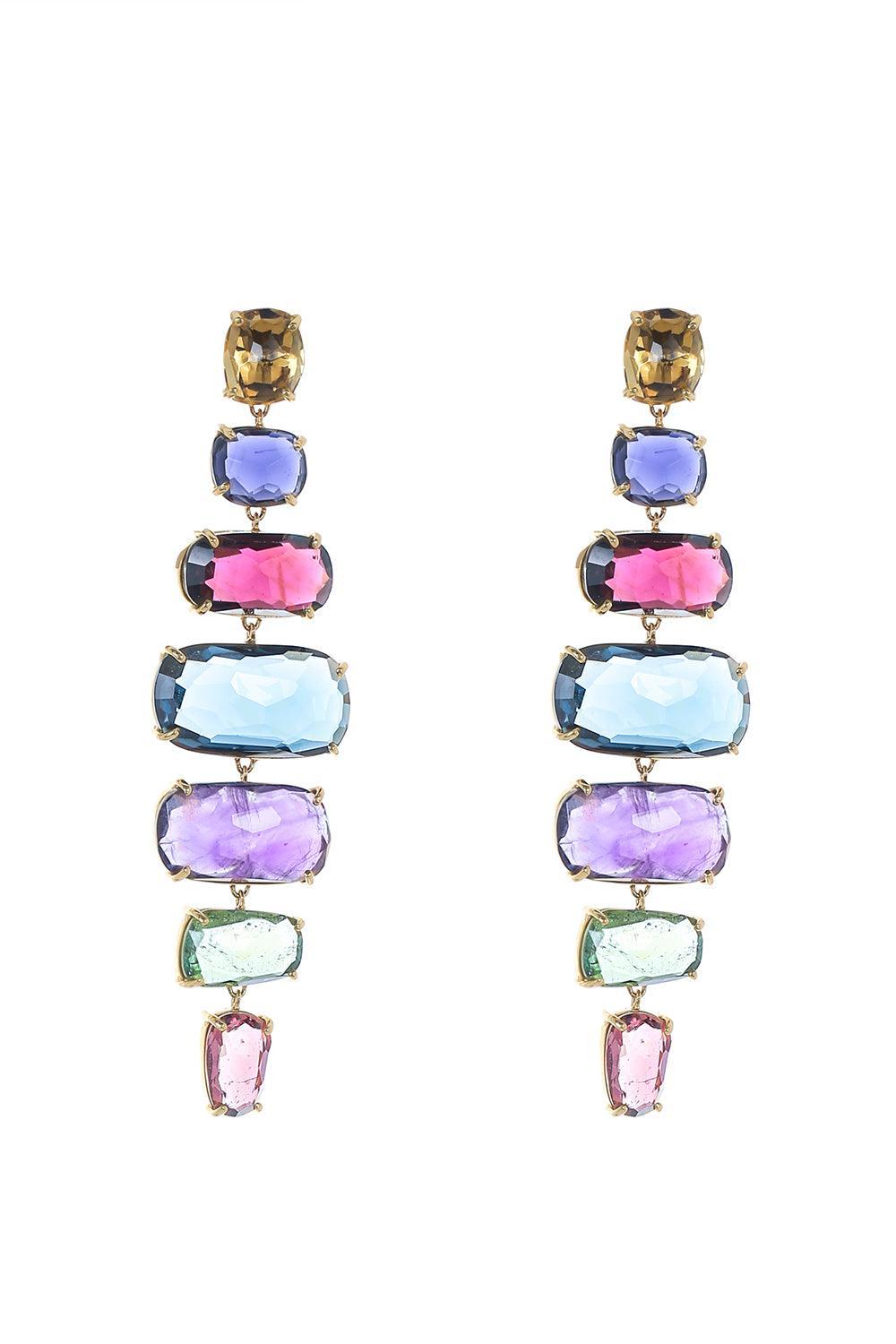 Murano Mixed Stone Earrings-YELLOW GOLD-JEWELRYFINE JEWELEARRING-MARCO BICEGO