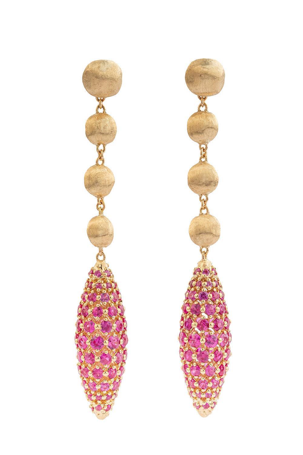 Pink Sapphire Africa Alta Earrings-YELLOW GOLD-JEWELRYFINE JEWELEARRING-MARCO BICEGO