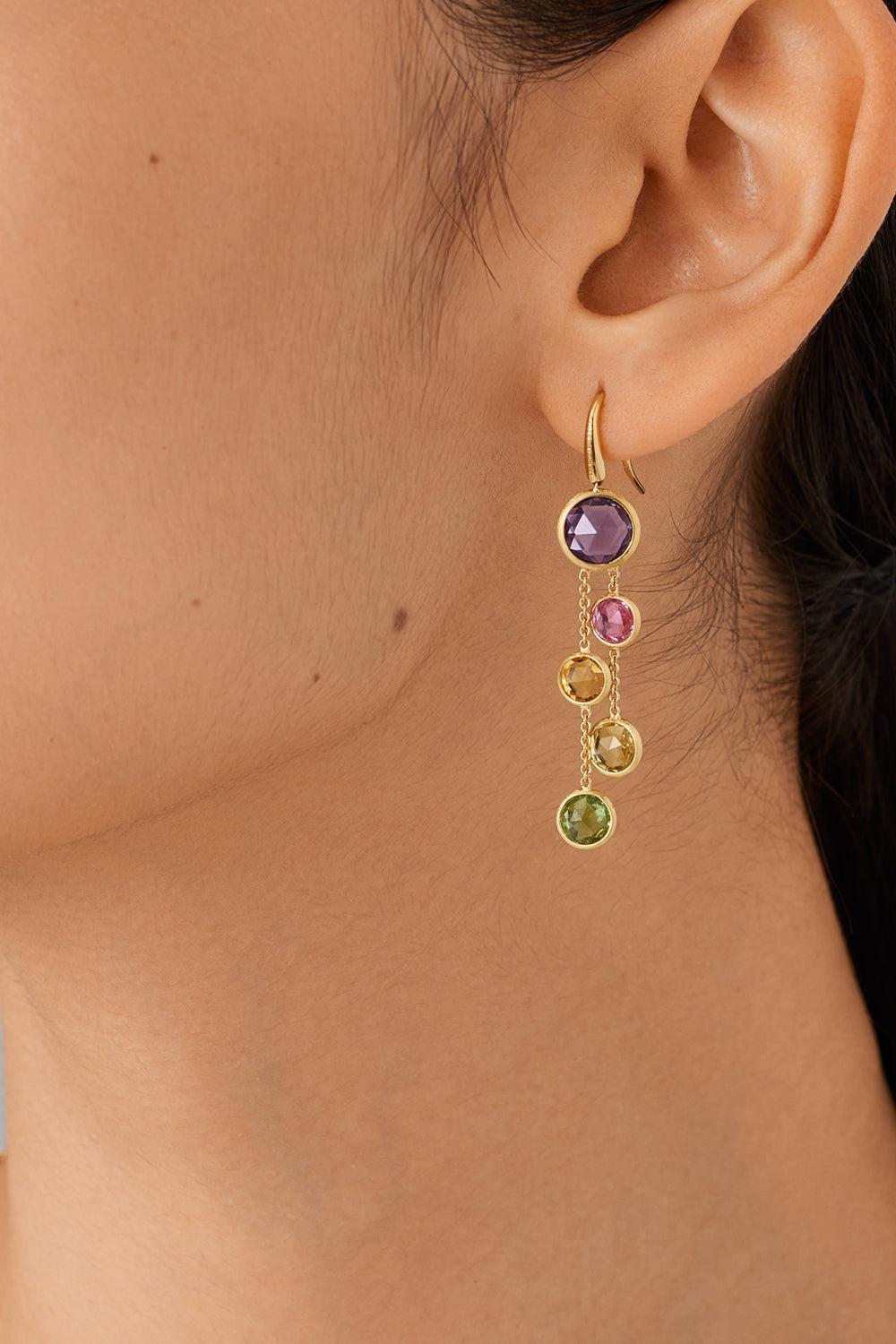 Semi Precious Jaipur Strand Earrings-YELLOW GOLD-JEWELRYFINE JEWELEARRING-MARCO BICEGO