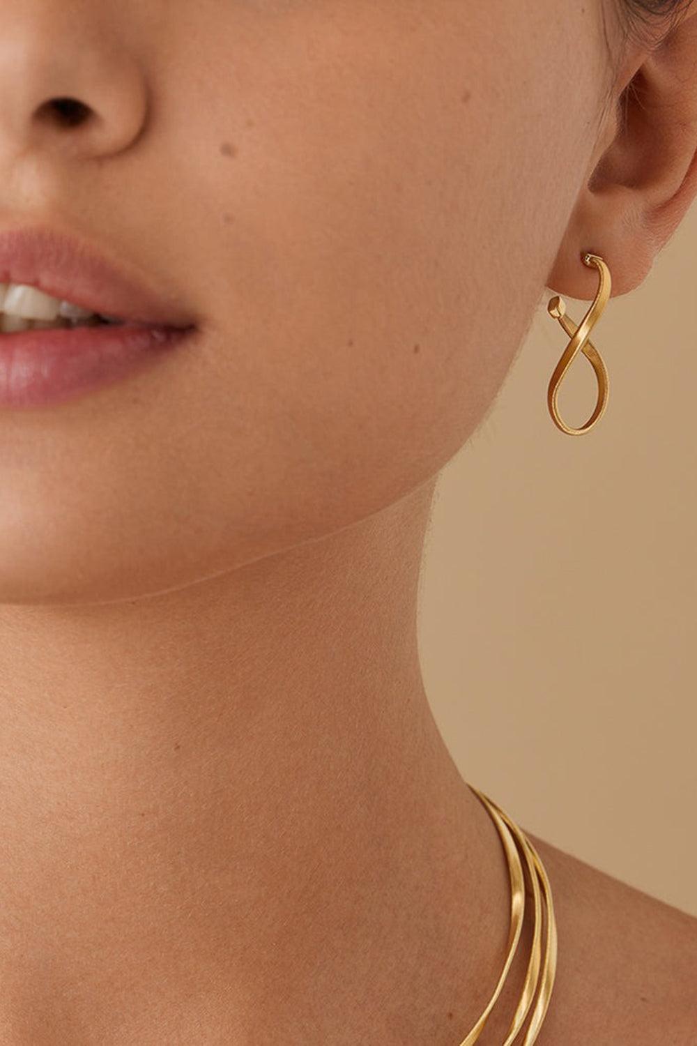 Small Twisted Irregular Marrakech Hoop Earrings-YELLOW GOLD-JEWELRYFINE JEWELEARRING-MARCO BICEGO